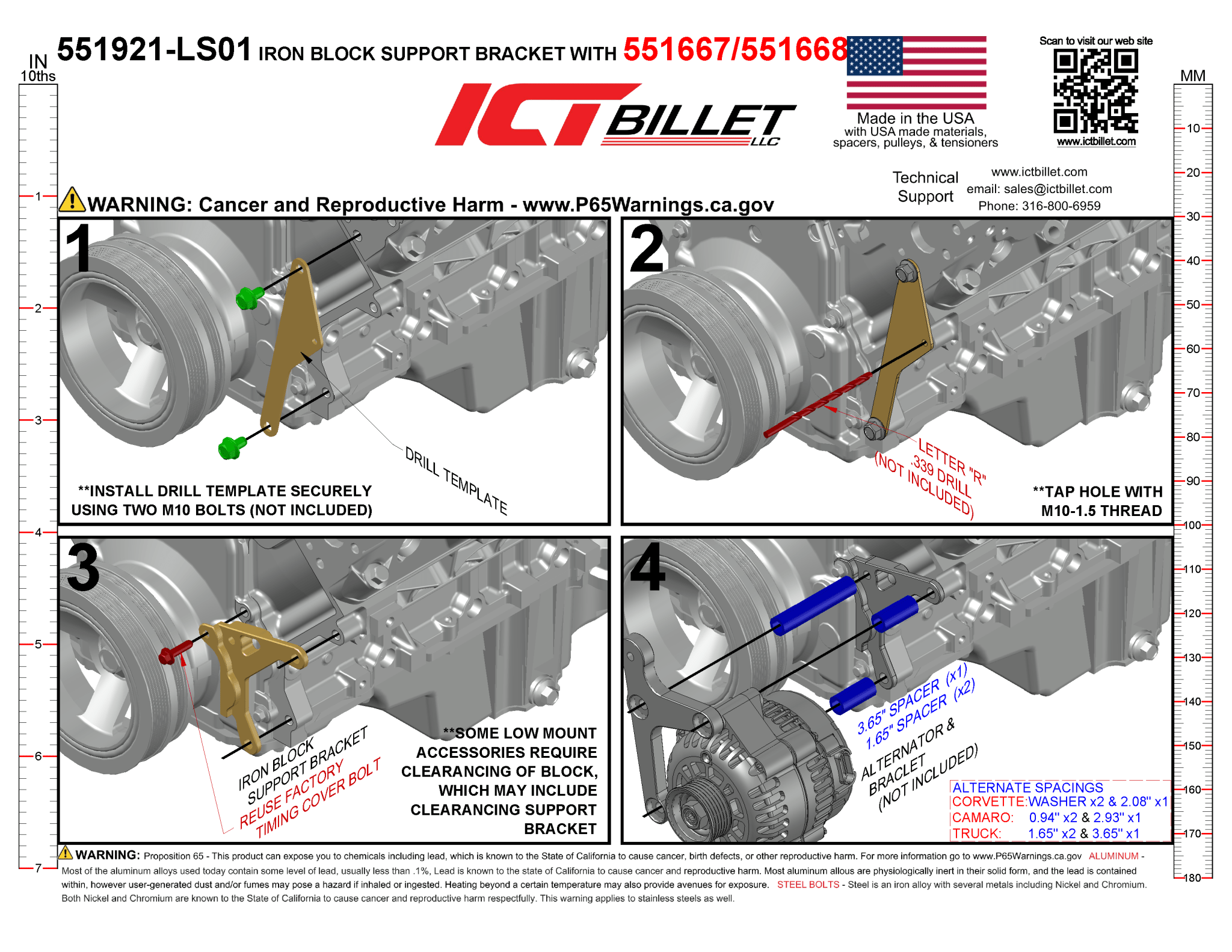 LS Iron Block Accessory Support Bracket - ICT Billet 551921-LS01