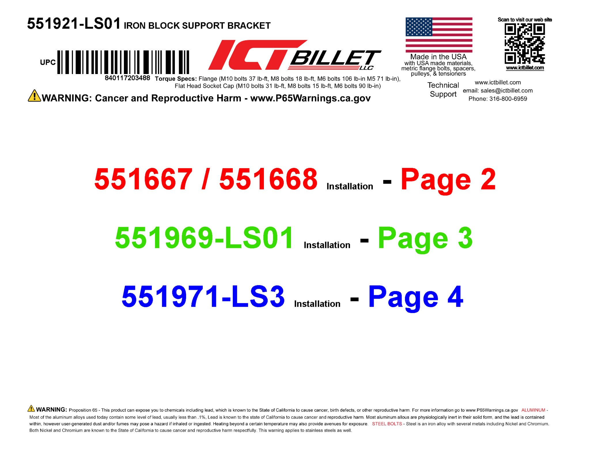 LS Iron Block Accessory Support Bracket - ICT Billet 551921-LS01