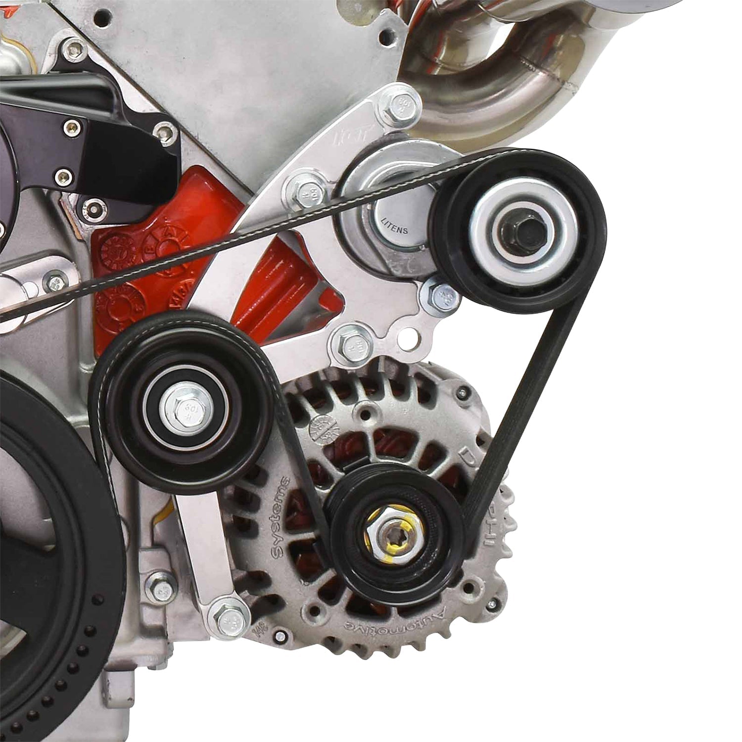 LS Low Mount Alternator Bracket for Electric Water Pump w/ Tensioner Compatible with Camaro LS1 - ICT Billet 551667EWP-2