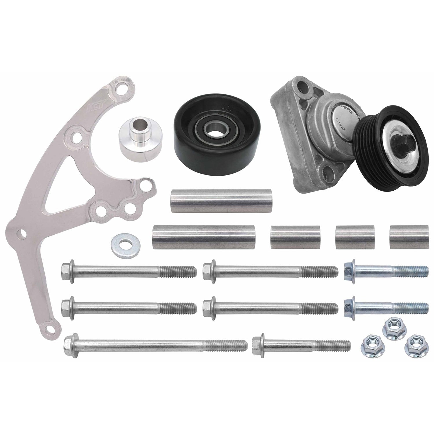LS Low Mount Alternator Bracket for Electric Water Pump w/ Tensioner Compatible with Camaro LS1 - ICT Billet 551667EWP-2