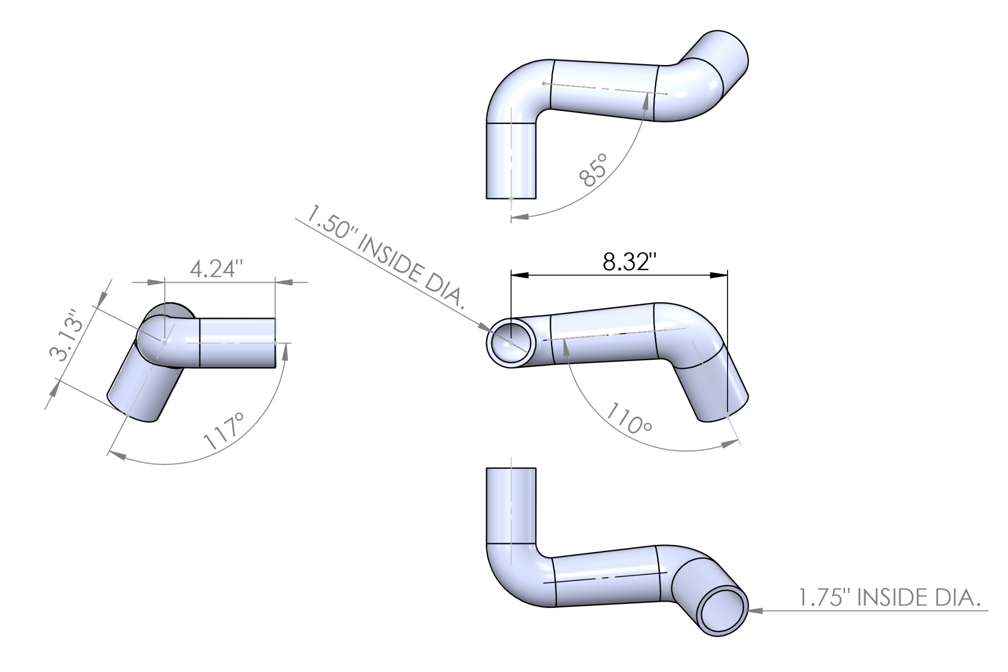 LS Lower Radiator Hose Kit - 1967 - 1969 Chevy Camaro - ICT Billet HS-LR-1FBDY