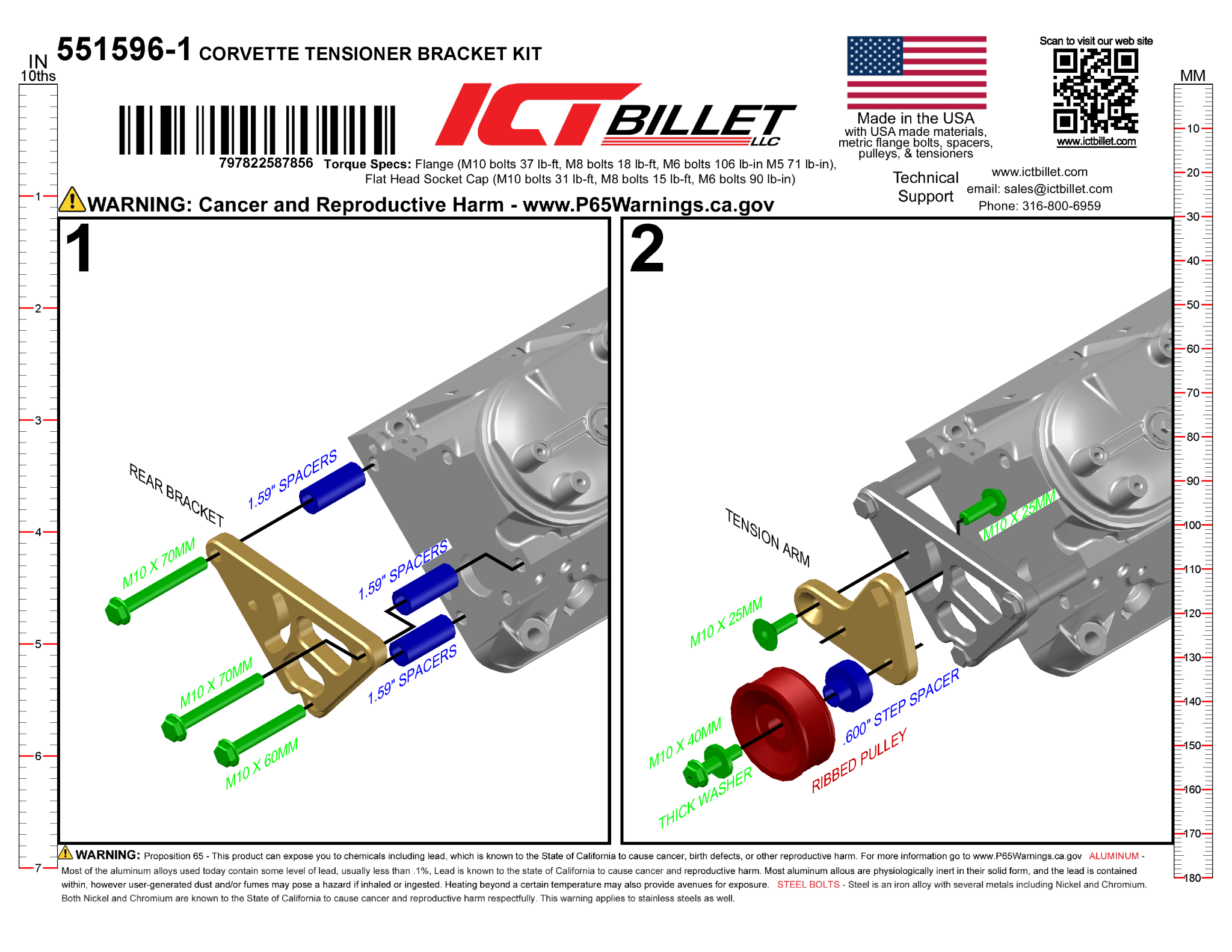 LS Manual Belt Tensioner - Corvette Spacing - ICT Billet 551596-1