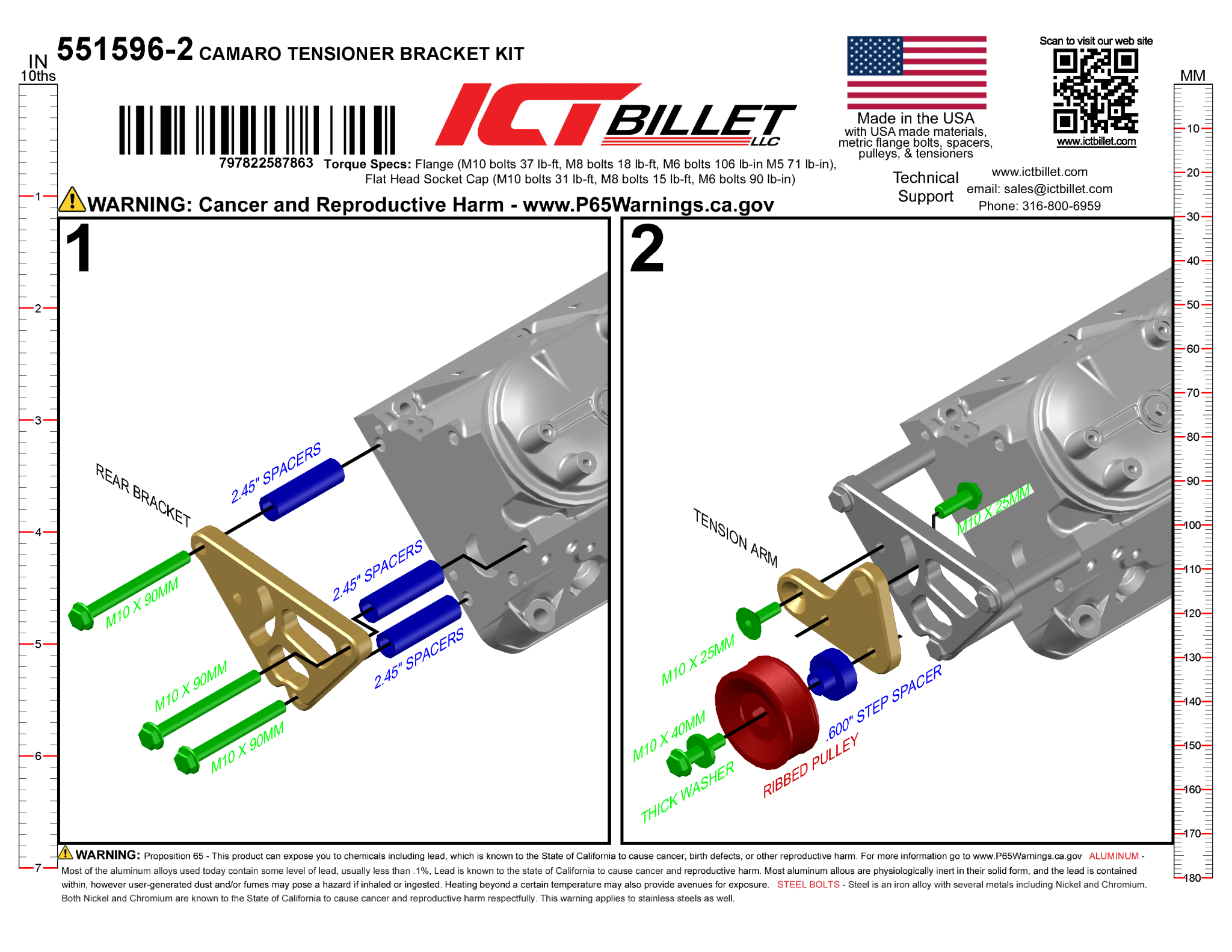 LS Manual Belt Tensioner - LS1 Camaro - ICT Billet 551596-2
