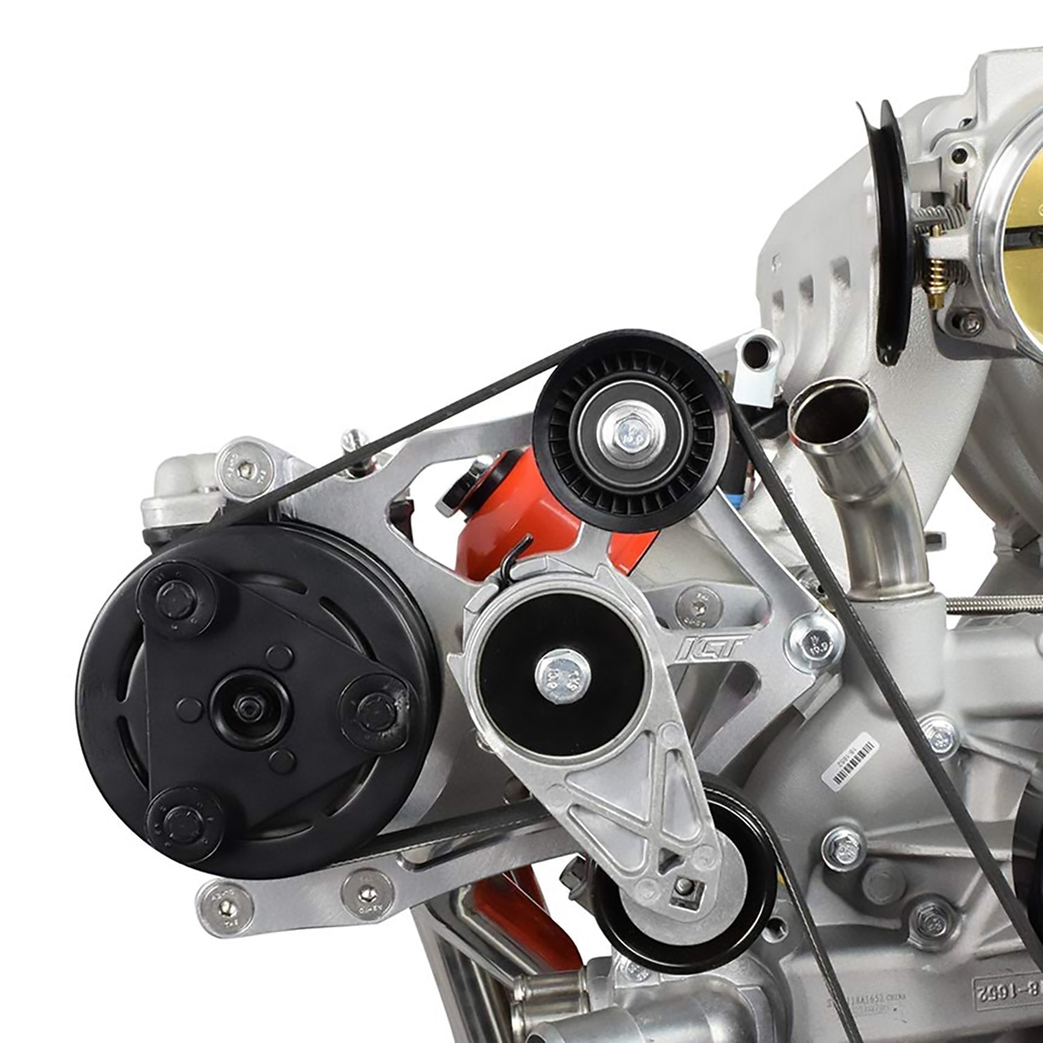 LS OEM Fox Body A/C Compressor Alternator Power Steering Bracket Swap Mustang AC - ICT Billet 551795-2