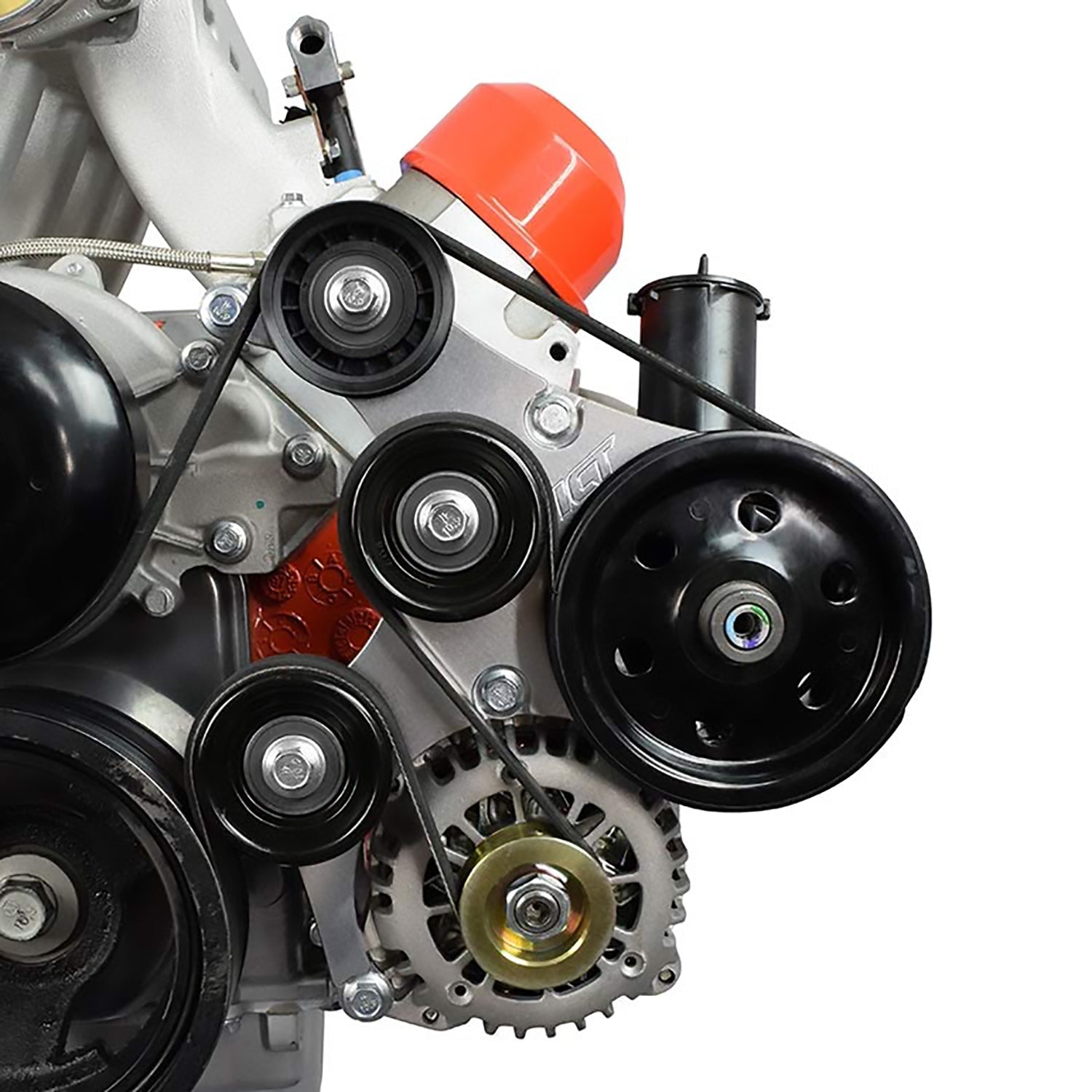 LS OEM Fox Body A/C Compressor Alternator Power Steering Bracket Swap Mustang AC - ICT Billet 551795-3