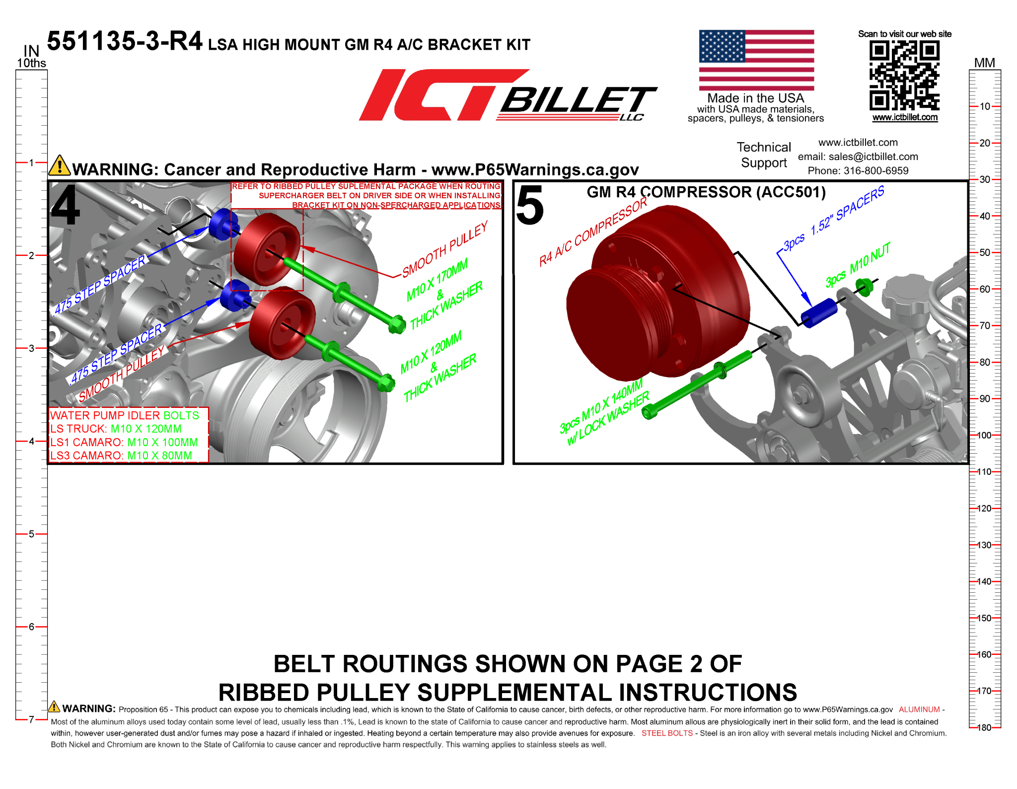 LS or LSA A/C Bracket - R4 - Truck Spacing - ICT Billet 551135-3-R4