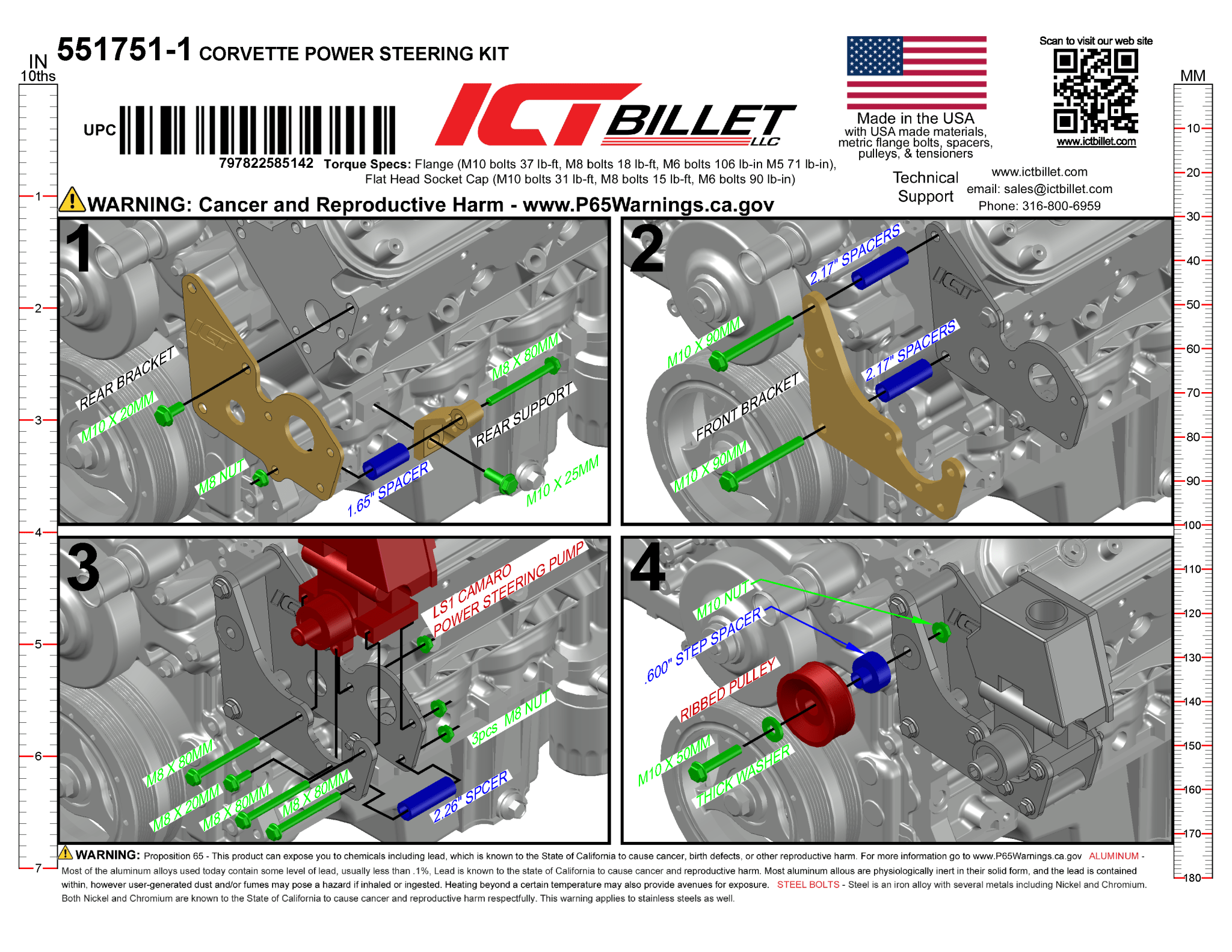 LS Power Steering Bracket - LS1 Camaro Pump - Corvette Spacing - ICT Billet 551751-1