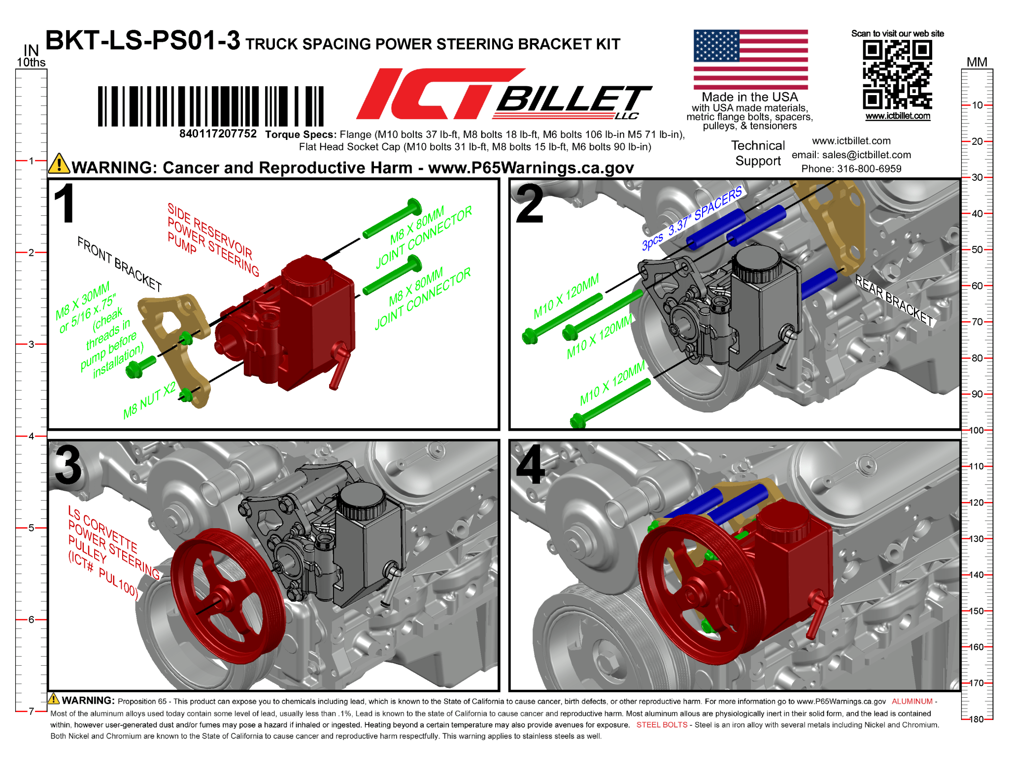 LS Power Steering Pump Bracket - Truck Spacing (Tight) - ICT Billet BKT-LS-PS01-3
