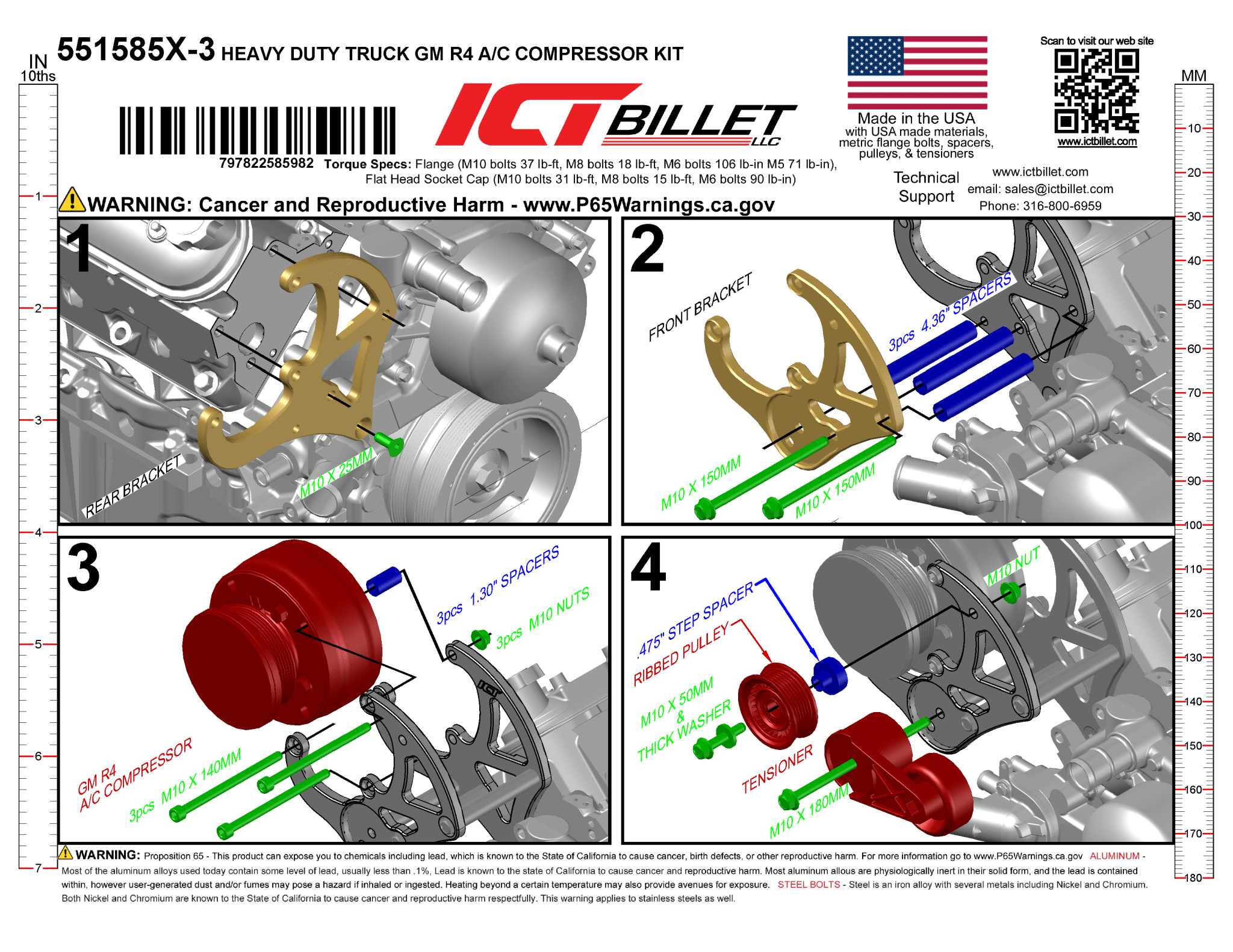 LS R4 A/C Bracket - Truck Spacing - ICT Billet 551585X-3