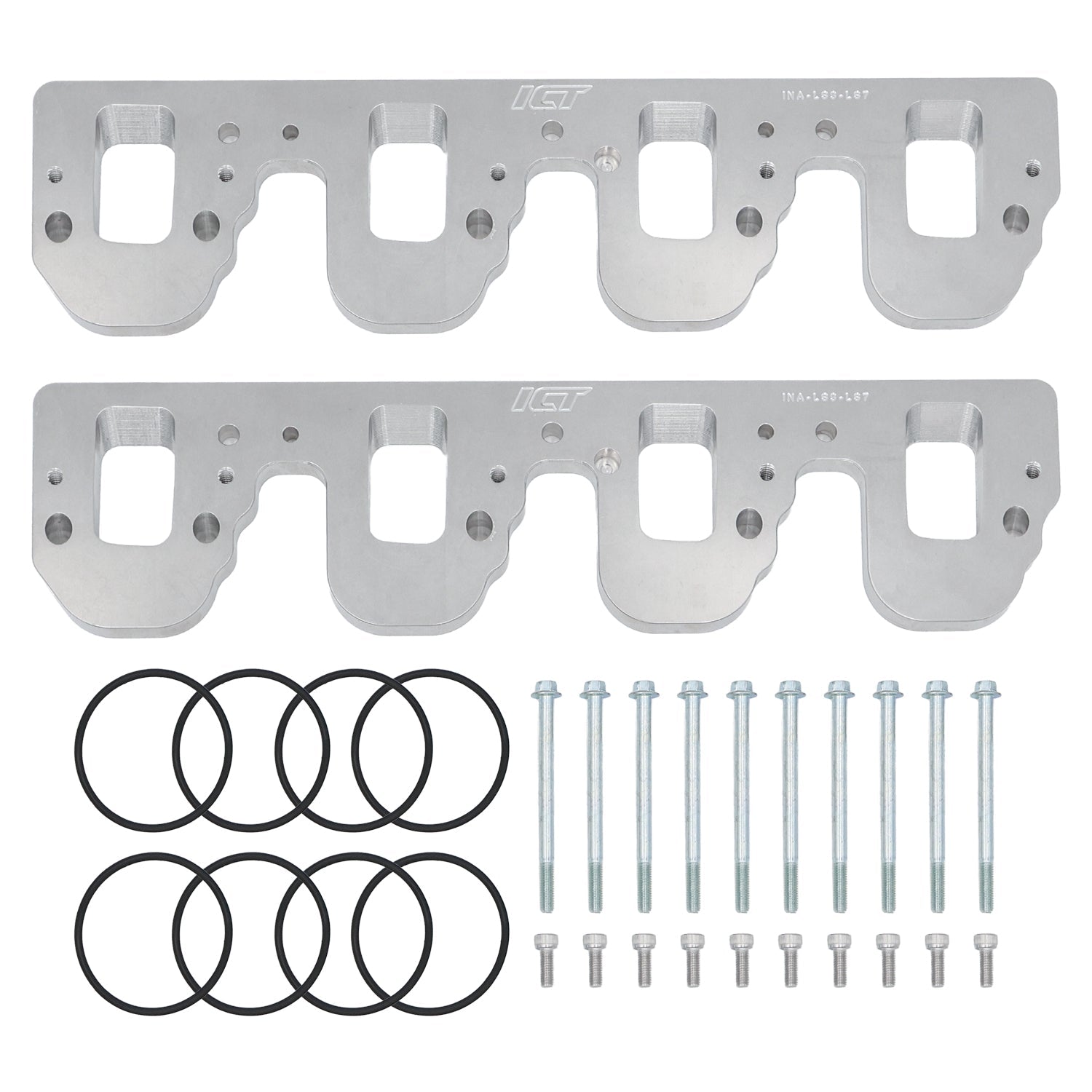 LS Rectangle Port Cylinder Head to LS7 Intake Manifold Adapter Plates - ICT Billet INA-LS3-LS7