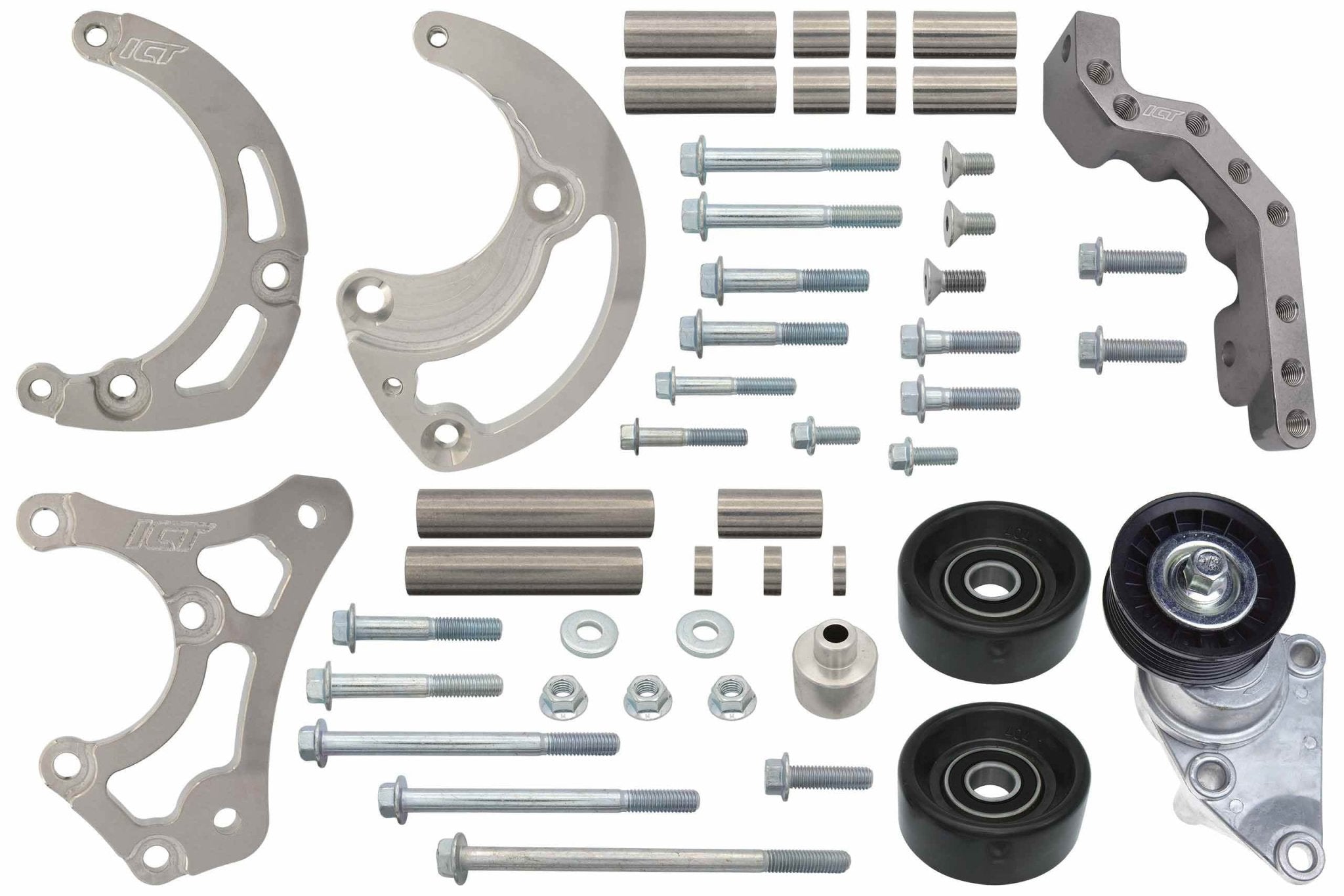 LS Sanden 7176 A/C Compressor Bracket Kit Tight Fit w/ Low Mount Tensioner LQ4 L33 AC Turbo - ICT Billet 551137-LS71-3