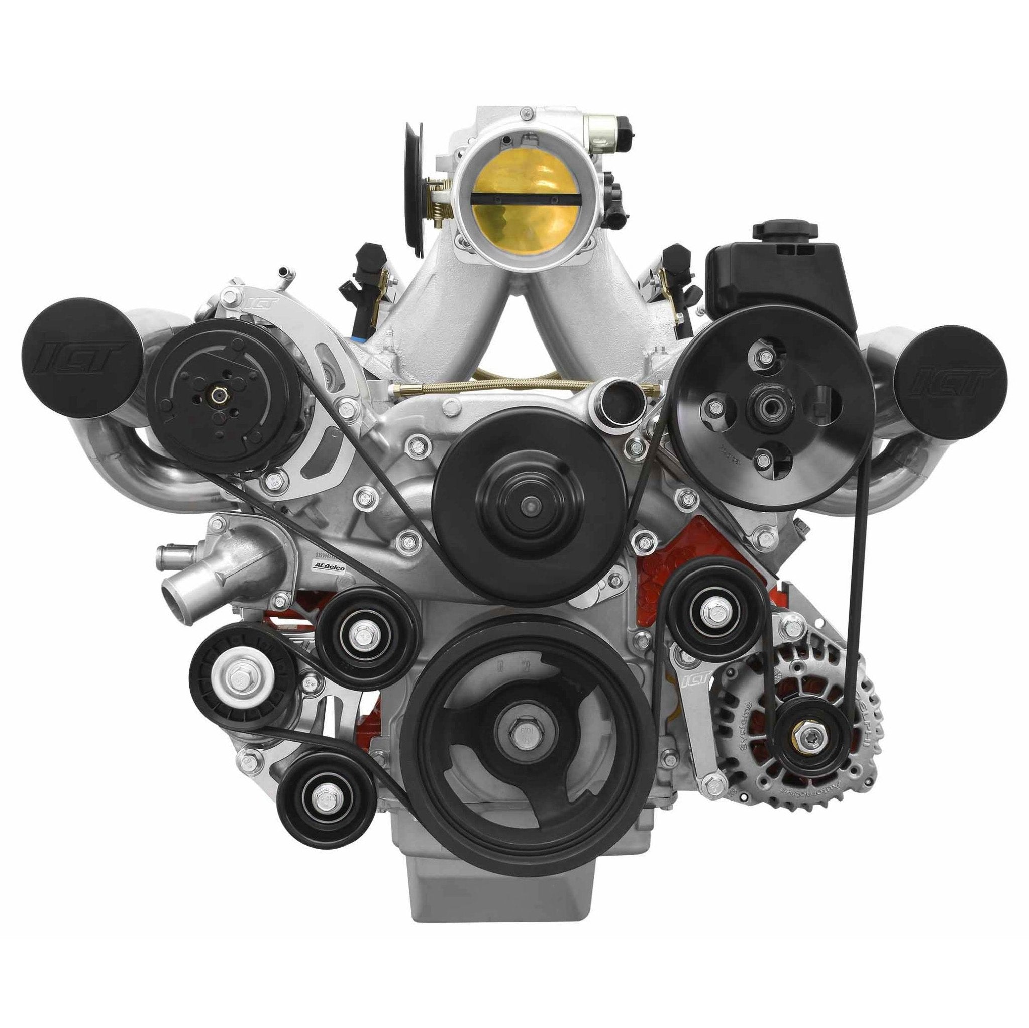 LS Sanden 7176 A/C Compressor Bracket Kit Tight Fit w/ Low Mount Tensioner LQ4 L33 AC Turbo - ICT Billet 551137-LS71-3