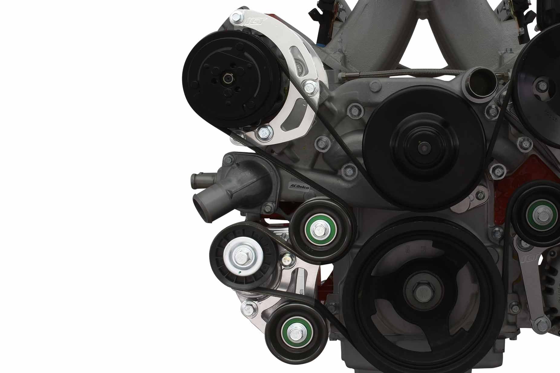 LS Sanden 7176 A/C Compressor Bracket Kit Tight Fit w/ Low Mount Tensioner LQ4 L33 AC Turbo - ICT Billet 551137-LS71-3