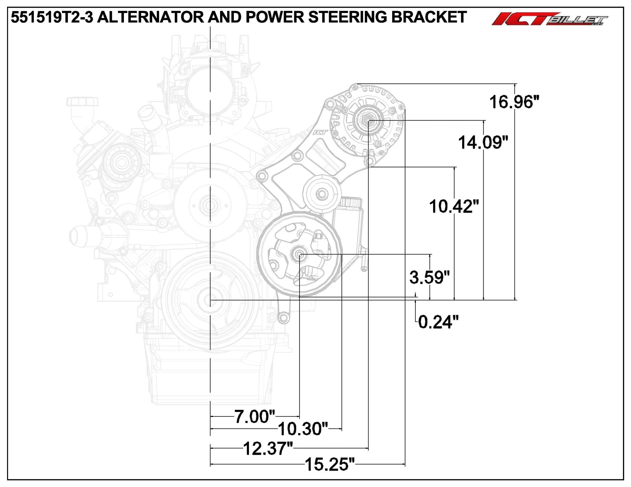 LS Truck Alternator and Power Steering Kit Driver Side - Type II - ICT Billet 551519T2-3