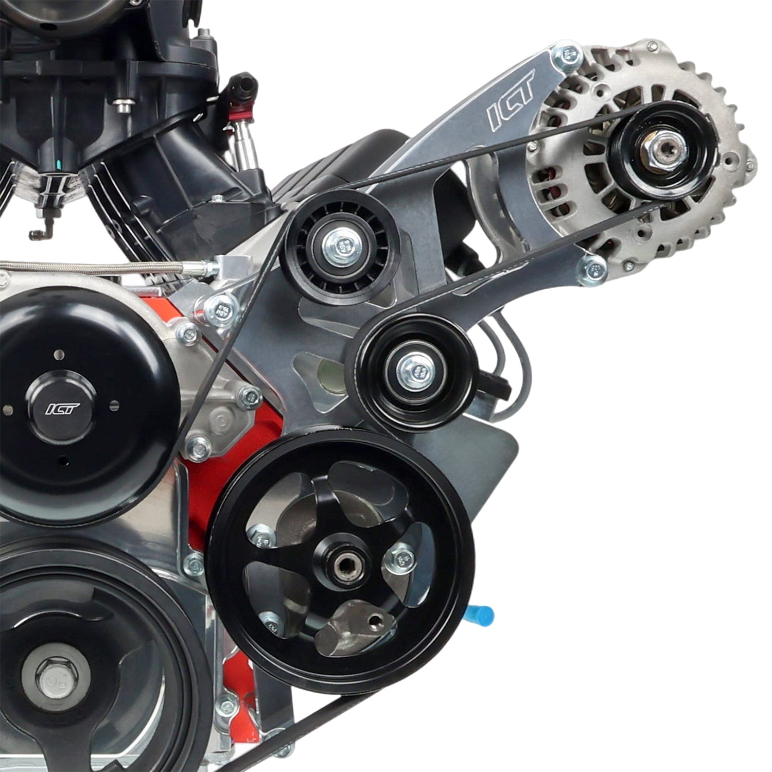 LS Truck Alternator and Power Steering Kit Driver Side with Extra Alternator Clearance - ICT Billet 551519XL-3