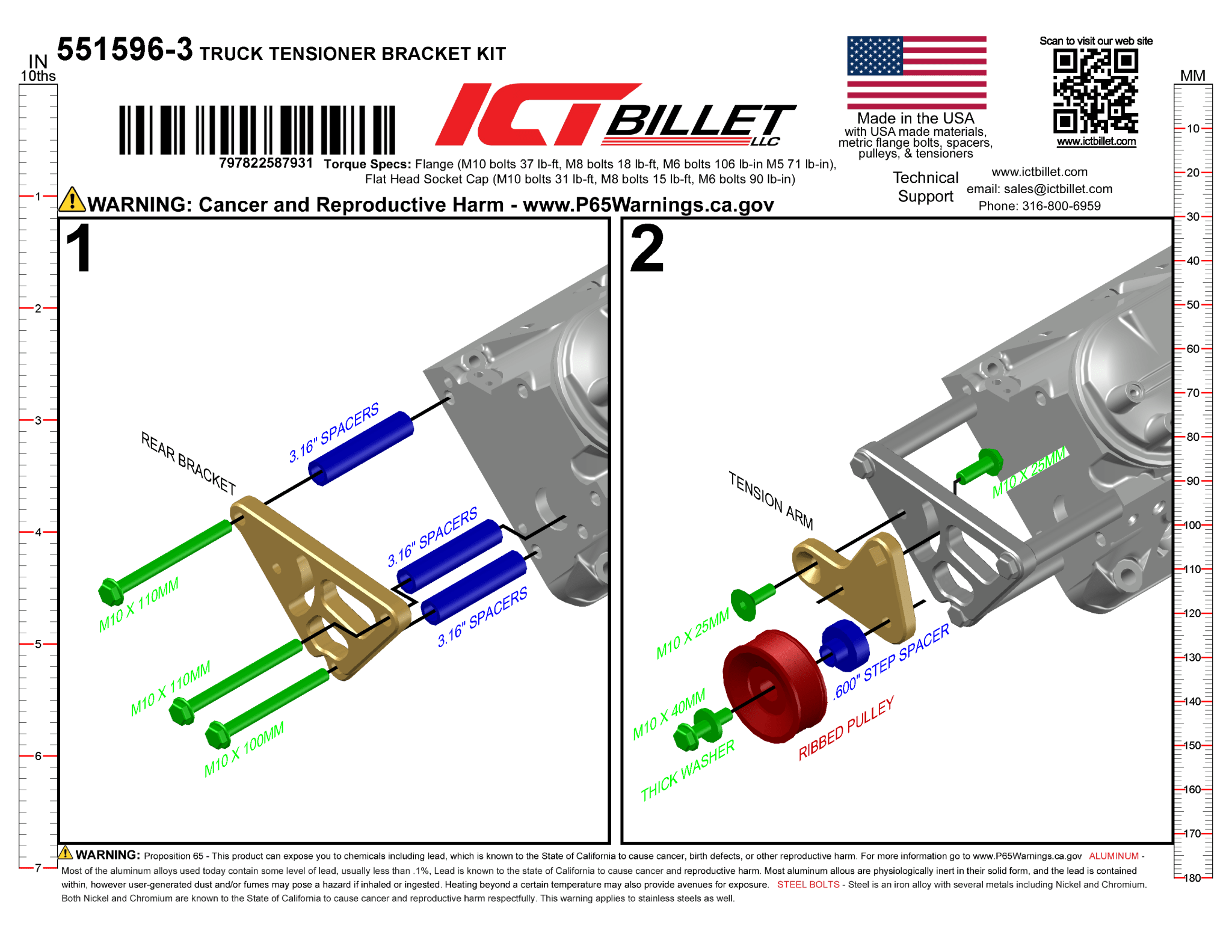 LS Truck - Alternator & Belt Tensioner Relocation Bracket Turbo LSX (uses LS1 WP) - ICT Billet 551573LS0WP-3