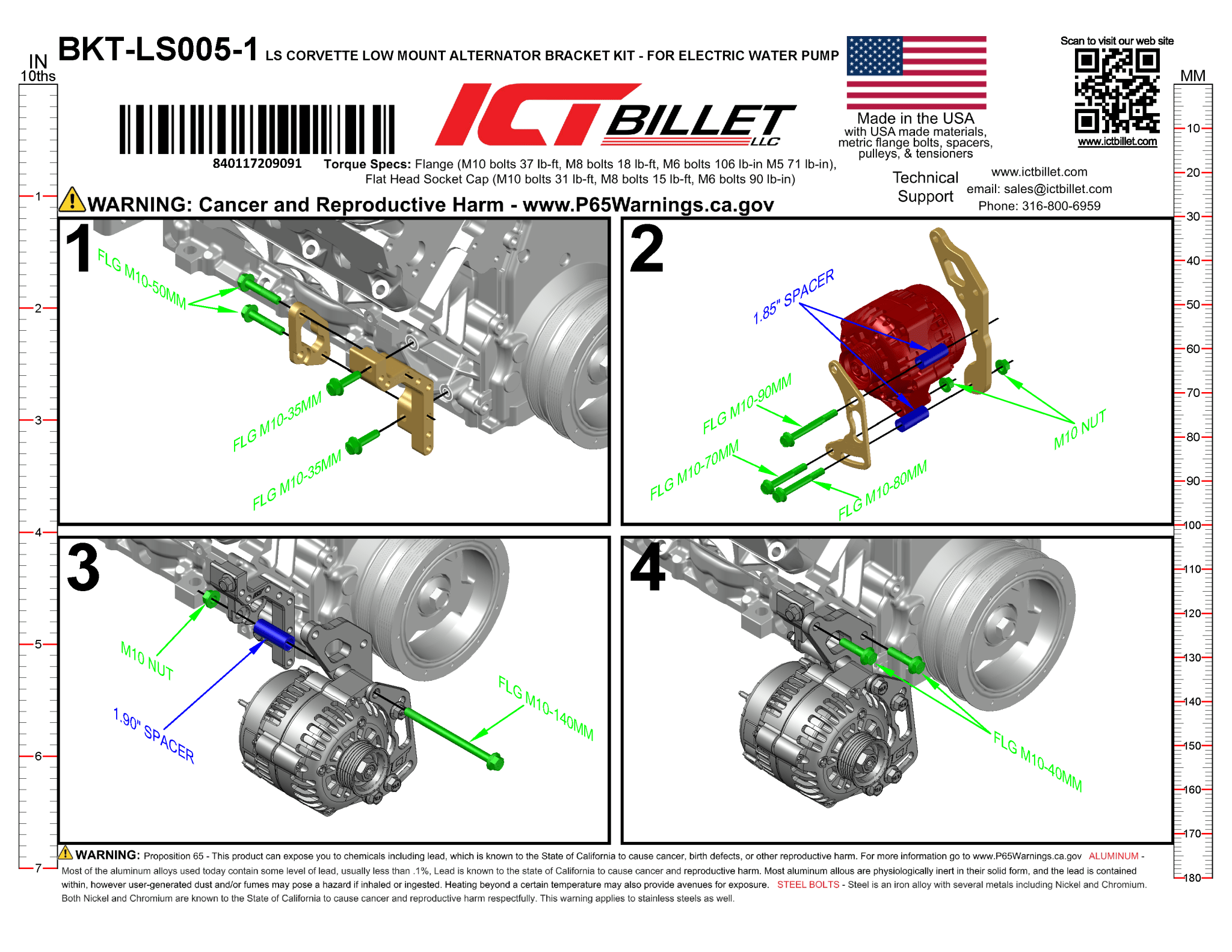 LS Truck - Alternator Bracket for Electric Water Pump - ICT Billet BKT-LS01-E2-3
