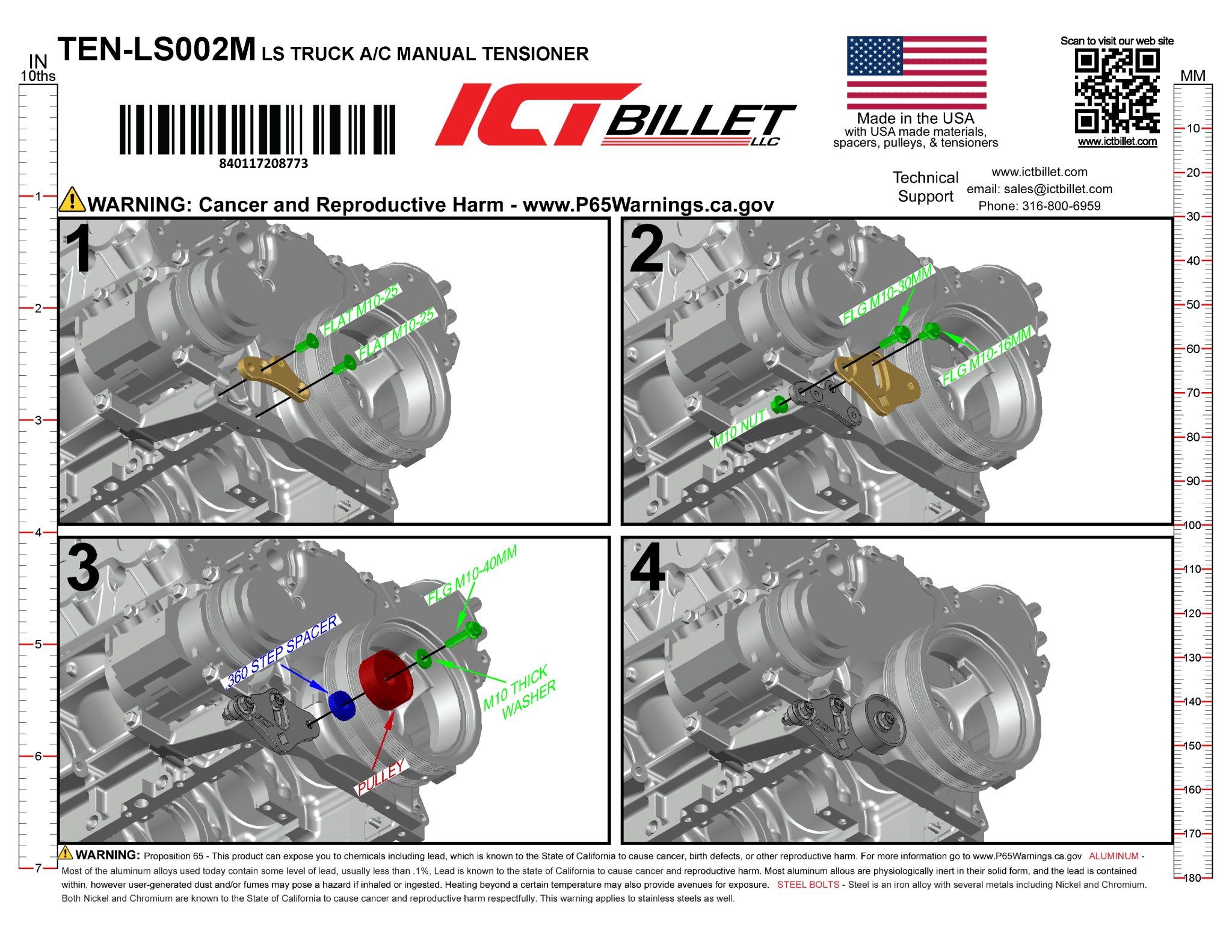 LS Truck Billet Manual A/C Belt Tensioner - ICT Billet TEN-LS002M
