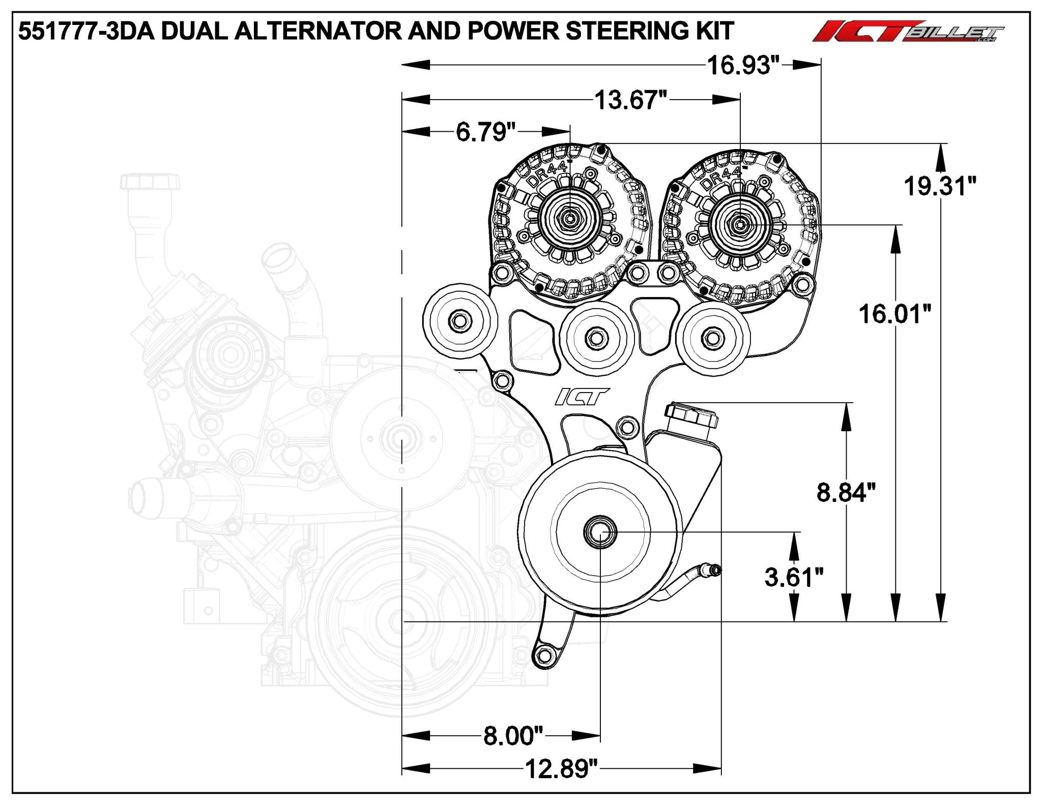 LS Truck Dual Alternator Bracket Kit - ICT Billet 551777-3DA