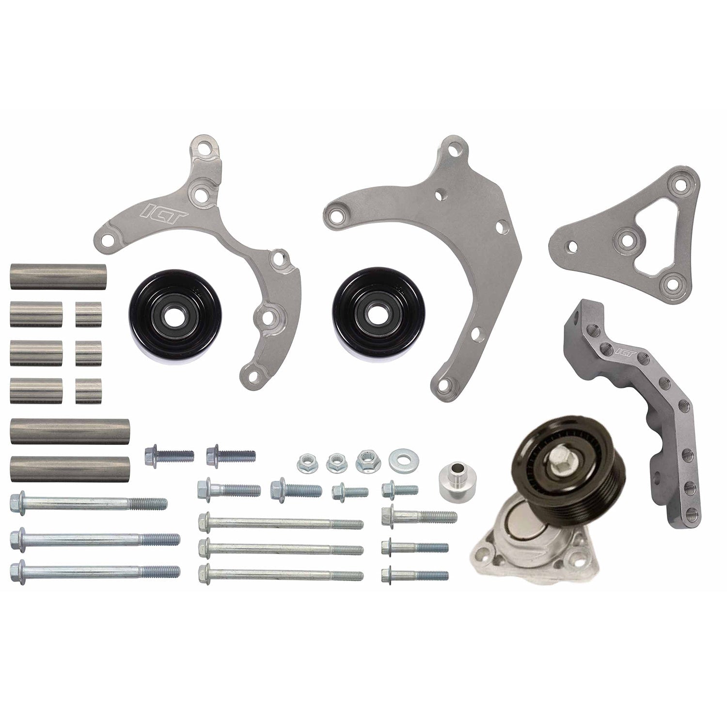 LS Truck Low Mount 6-Rib Sanden 7176 A/C Compressor Bracket - ICT Billet 551137-LS76-3