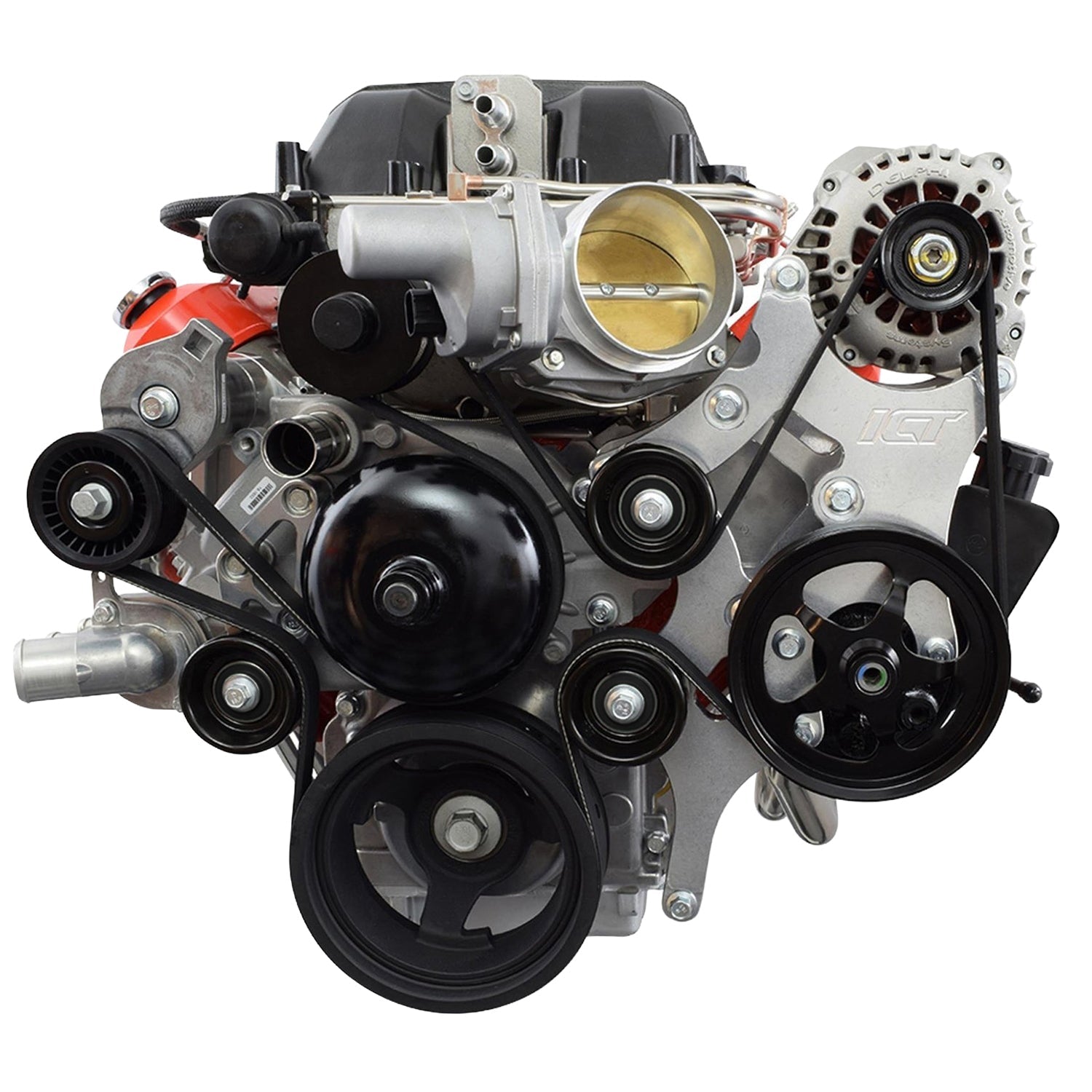LS Truck LSA Supercharger Swap 6 rib Alternator and Power Steering Bracket Kit - ICT Billet 551787A-3