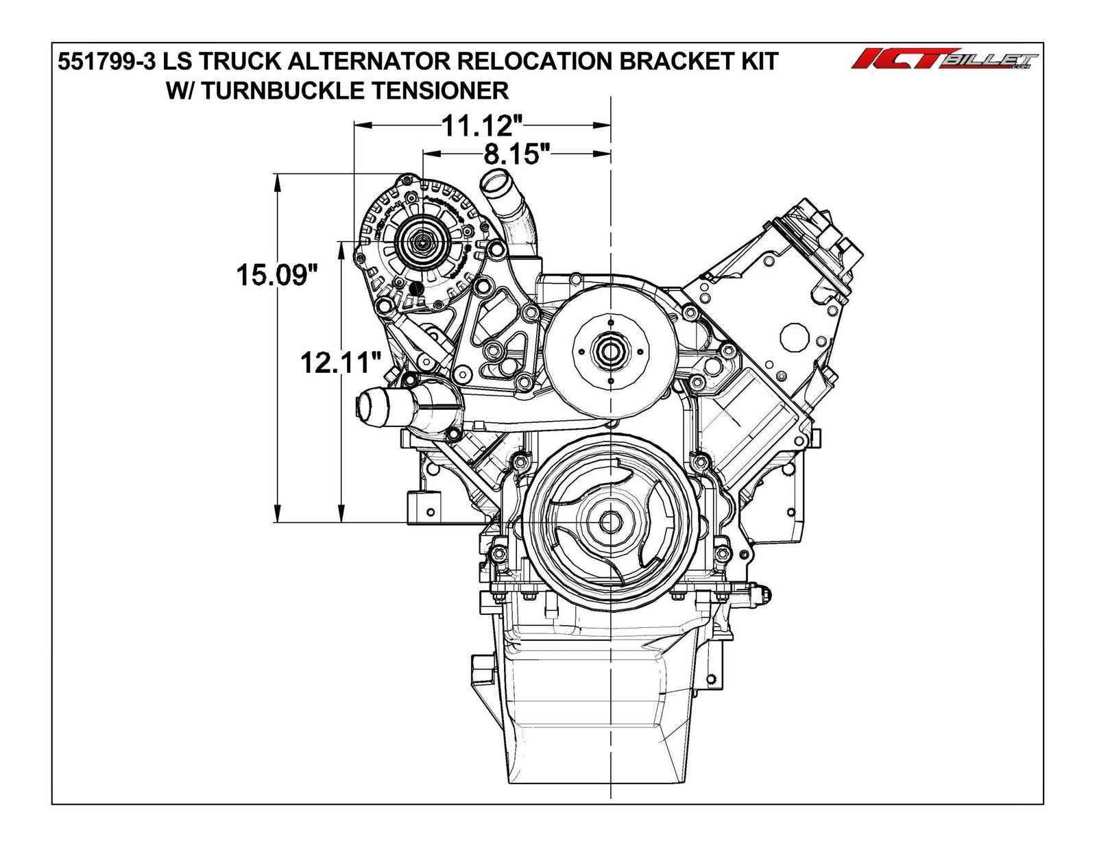 thumbnail image 2 of Billet LS Swap Alternator-Only Bracket Adapter – For LS1, LS6, LSX, 5.3, 6.0 Truck – EF1059SR 2 of 6