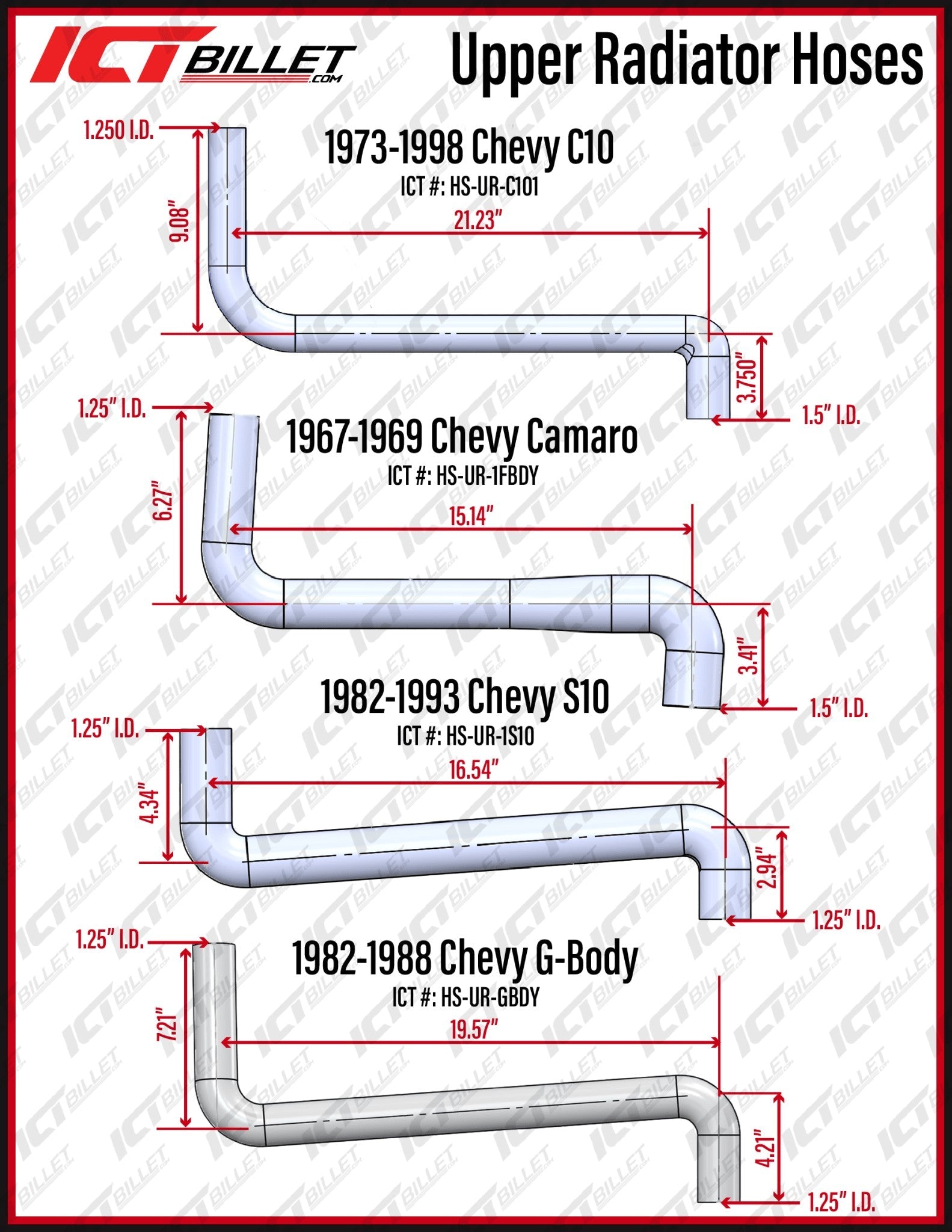 LS Upper Radiator Hose Kit - 1982-1993 Chevy S10 - ICT Billet HS-UR-1S10