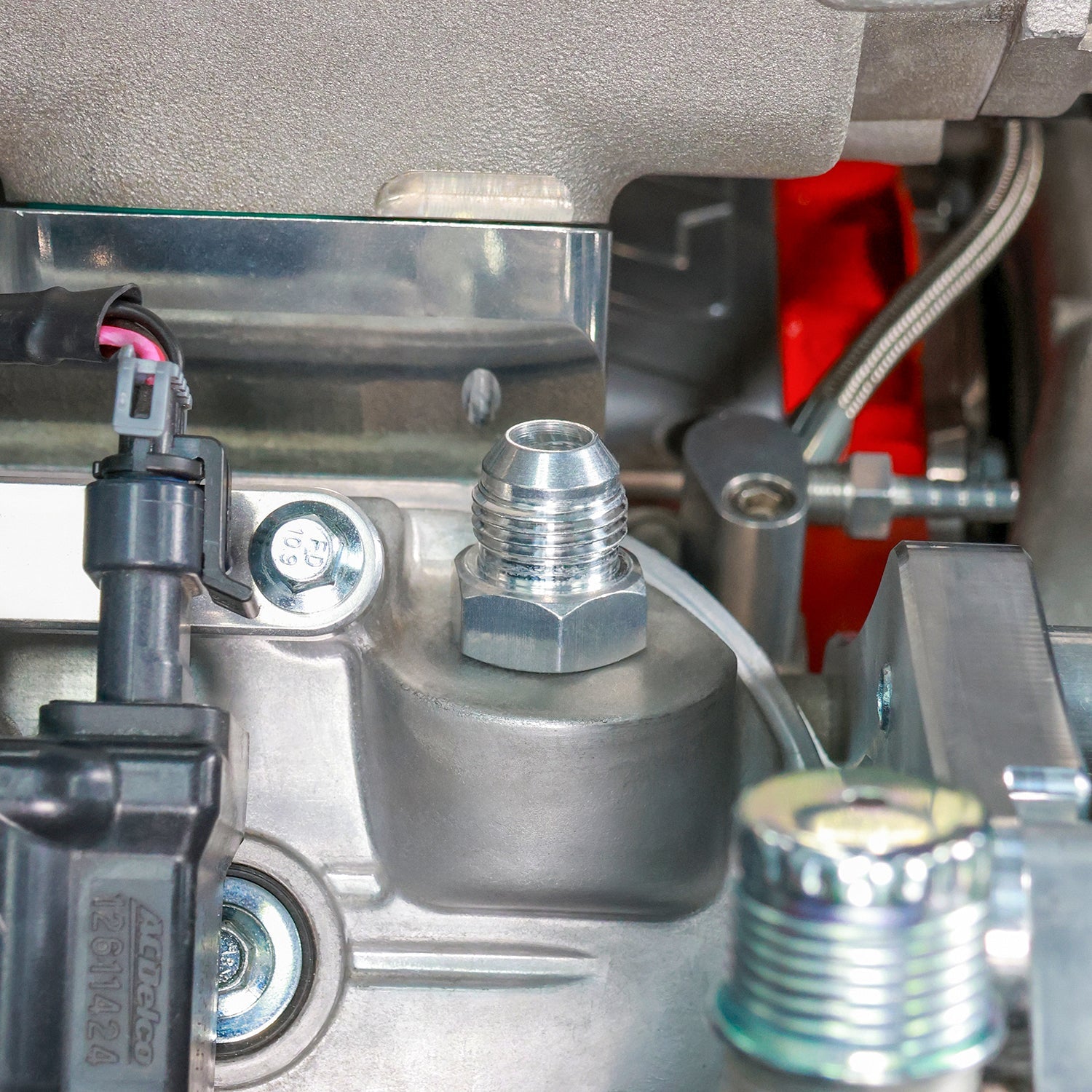 LS Valve Cover Press In Fitting - 8AN - ICT Billet PCV-PRESS-8AN