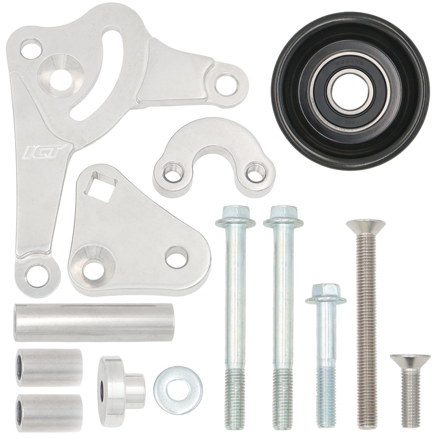 LS1 Camaro Alternator Bracket Low Mount w/ Manual Tensioner - ICT Billet 551668T-2