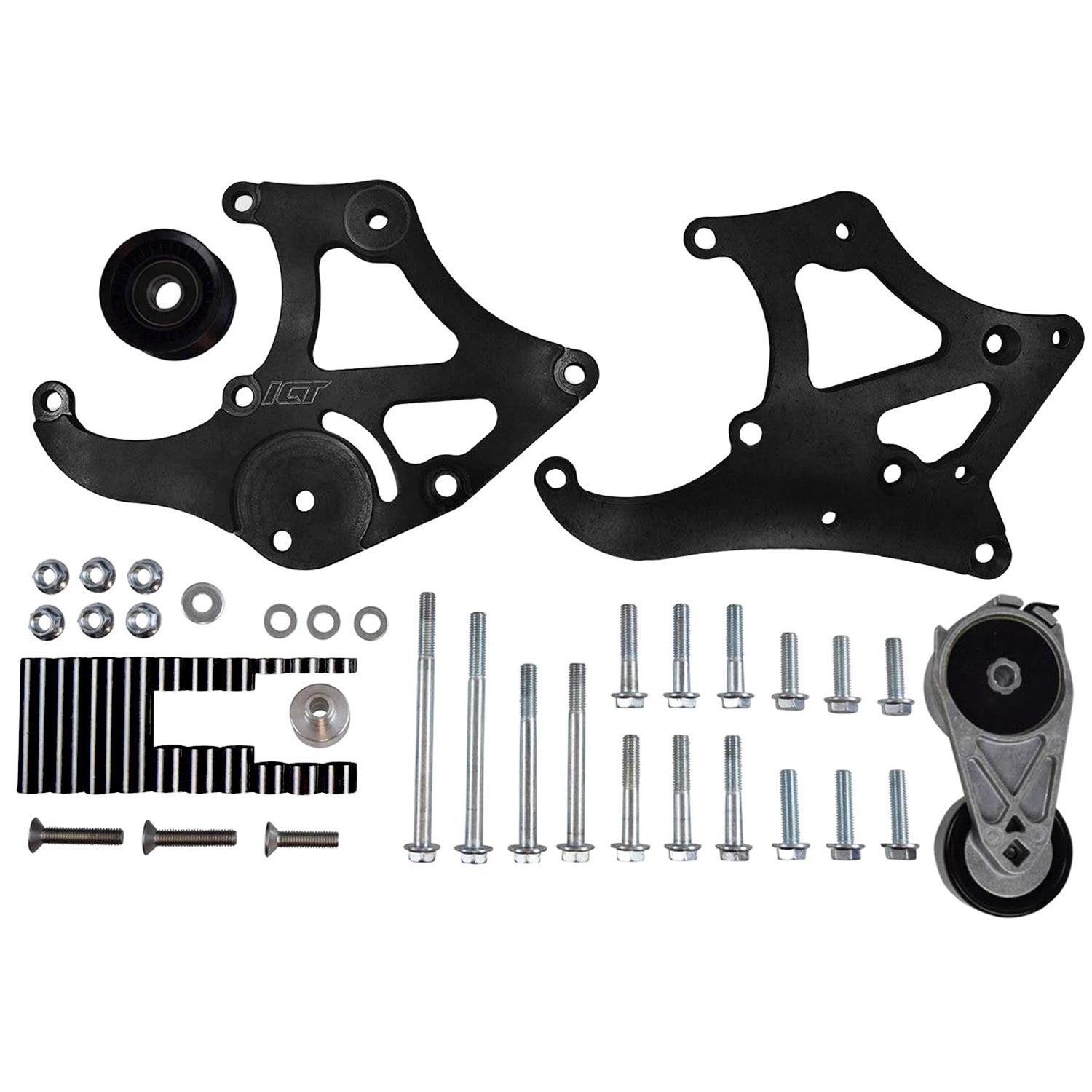LS1 Camaro - Black Sanden 508 A/C Air Conditioner Compressor Bracket Kit LS AC GTO - ICT Billet 551474-2B