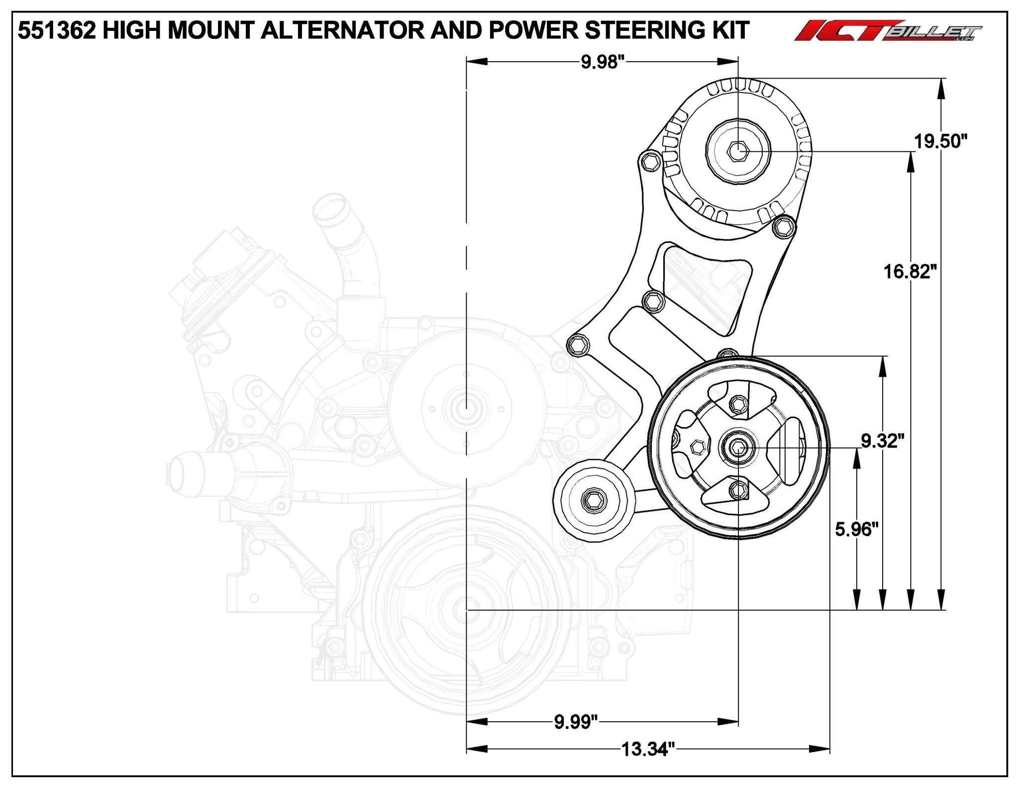 LS1 Camaro - High Mount LS Alternator / Power Steering Pump Bracket Kit - ICT Billet 551362-2