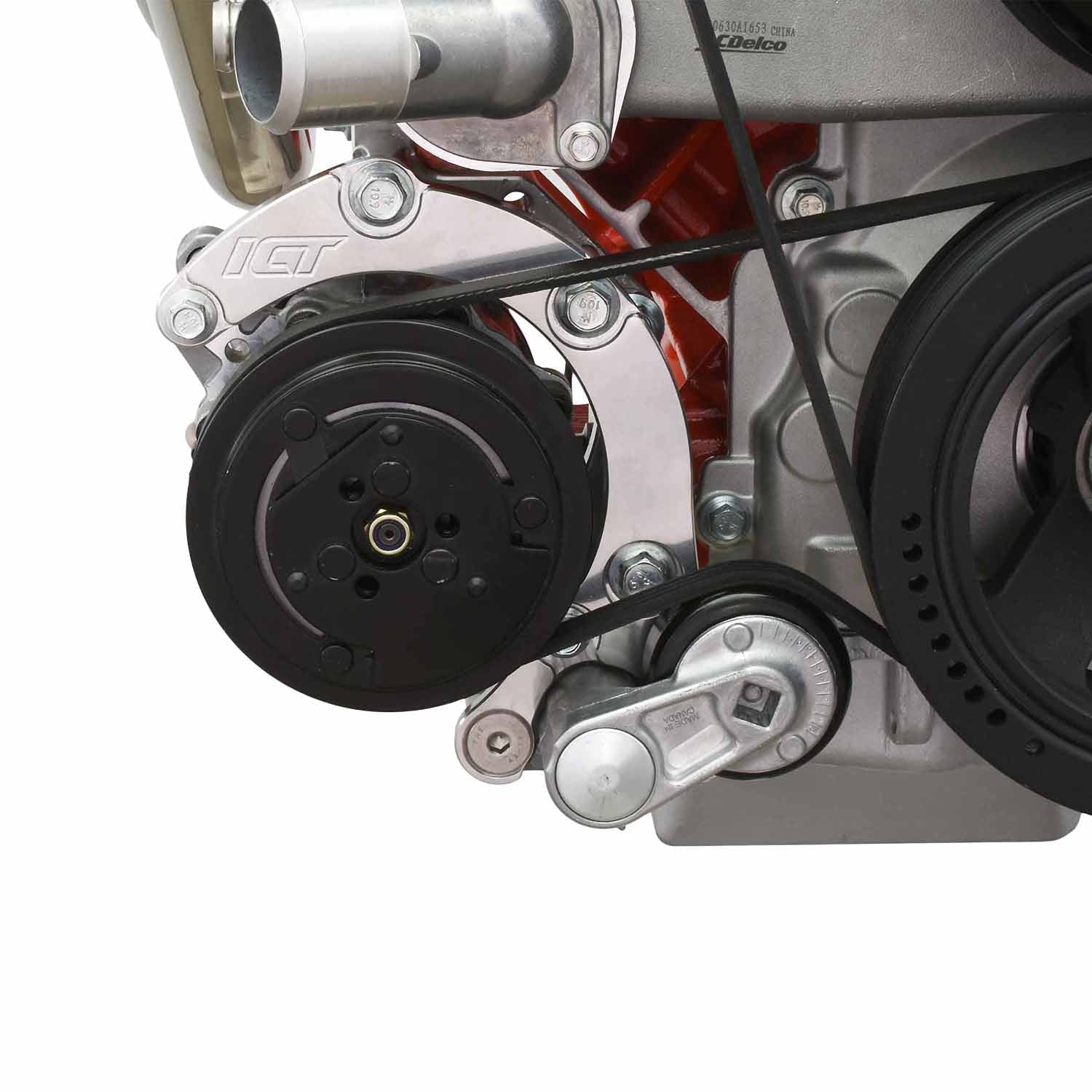 LS1 Camaro Low Mount A/C Air Conditioner Compressor Bracket for Sanden 7176 LS - ICT Billet 551137-LS74-2