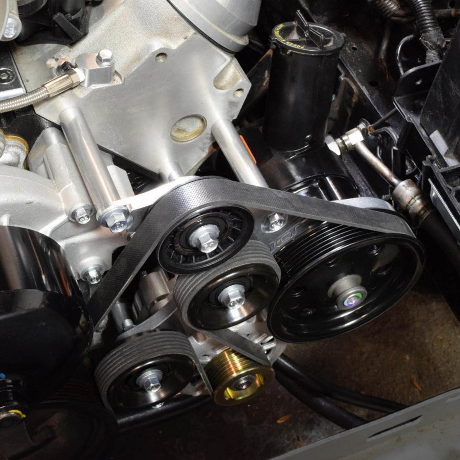 LS1 Camaro OEM Fox Body Power Steering Alternator Bracket Kit Mustang LS Swap - ICT Billet 551791-2