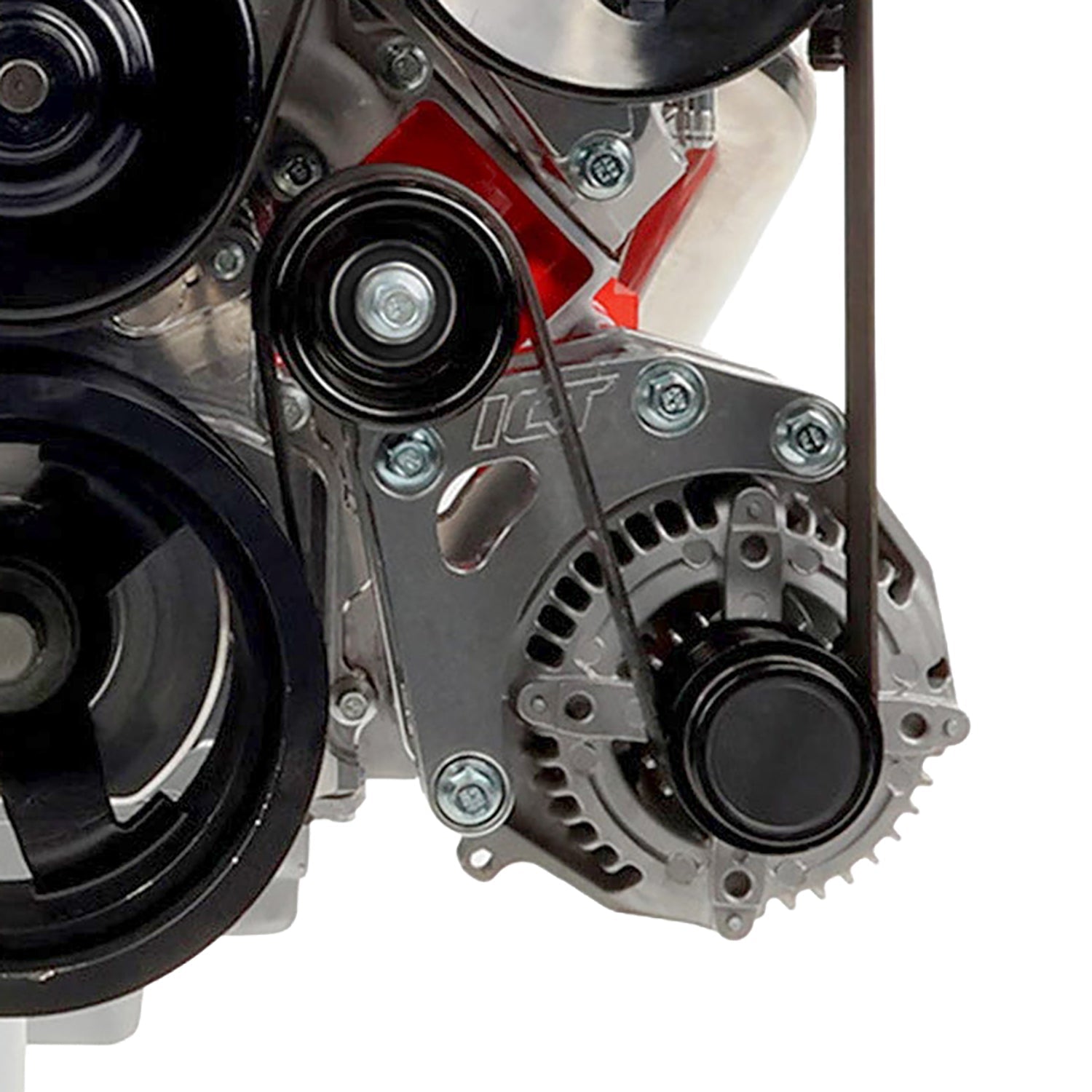 LS3 Camaro - Factory Location Billet Low Mount Alternator Bracket Kit w/ Pulley - ICT Billet 551971-LS3-3