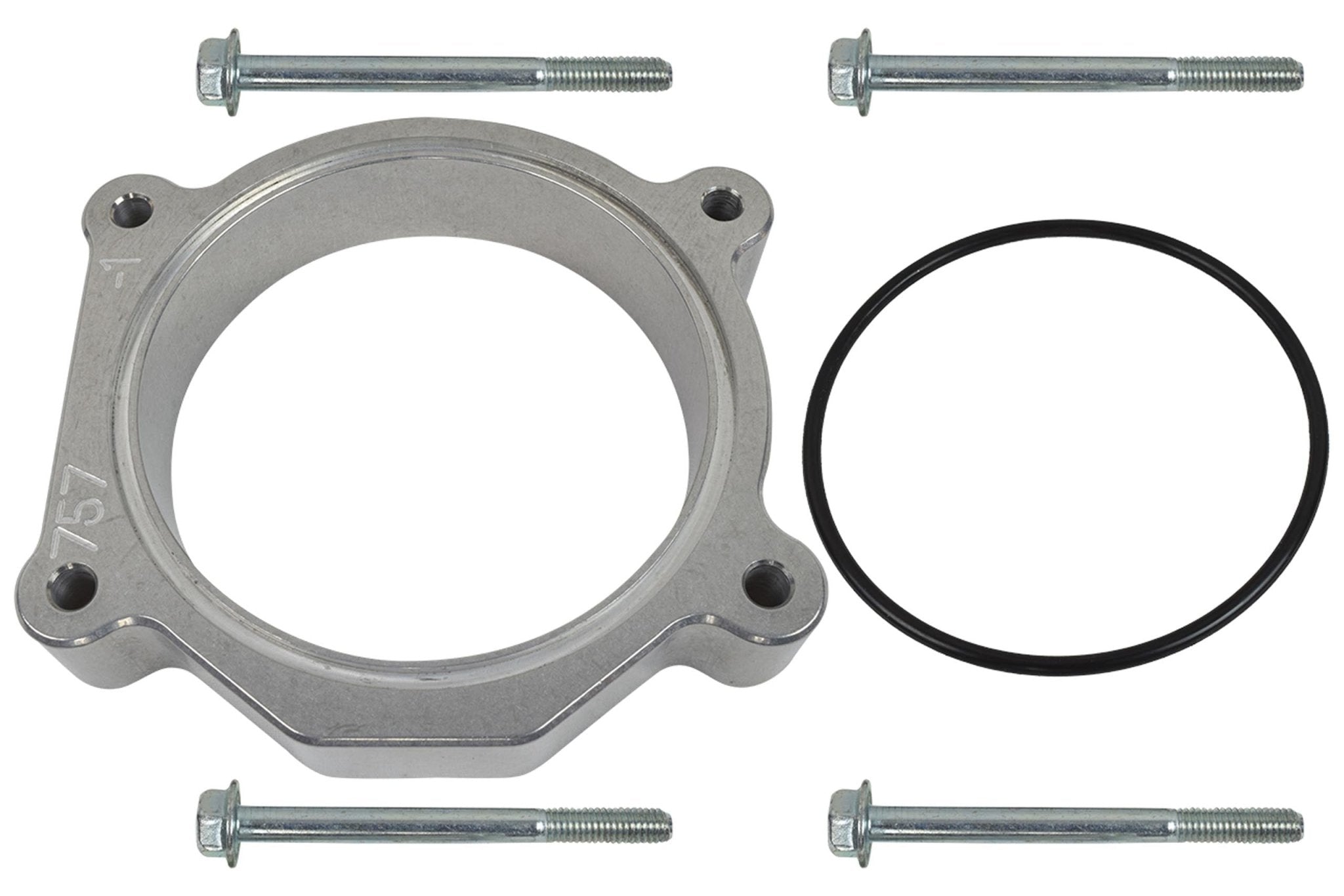 Throttle Body Spacer Adapter – 4-Bolt Intake To 3-Bolt TB For LS1 Truck, Aluminum, Silver