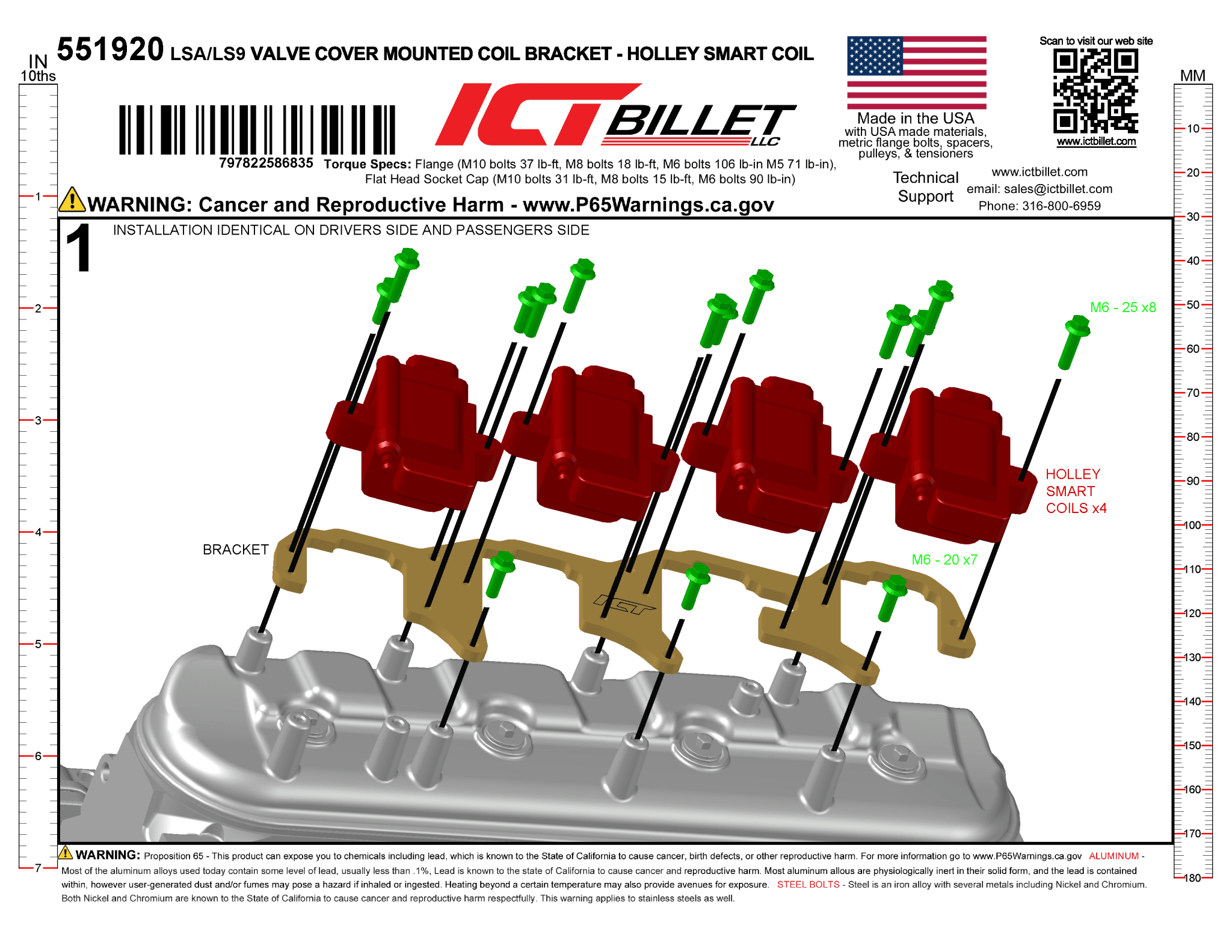 LSA LS9 Valve Cover Brackets for Holley AMP EFI Smart Coil - ICT Billet 551920