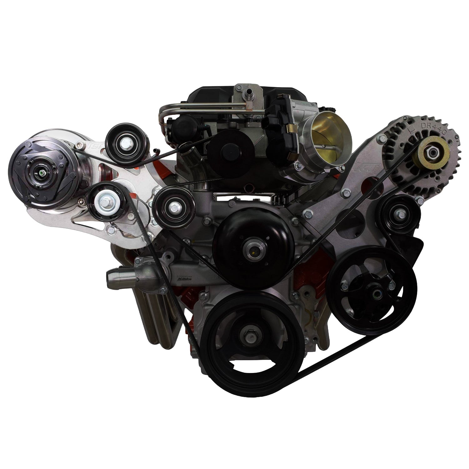 LSA Supercharger High Mount A/C GM R4 Compressor Bracket Kit CTS-V ZL1 6-Rib - ICT Billet 551135-3-R4