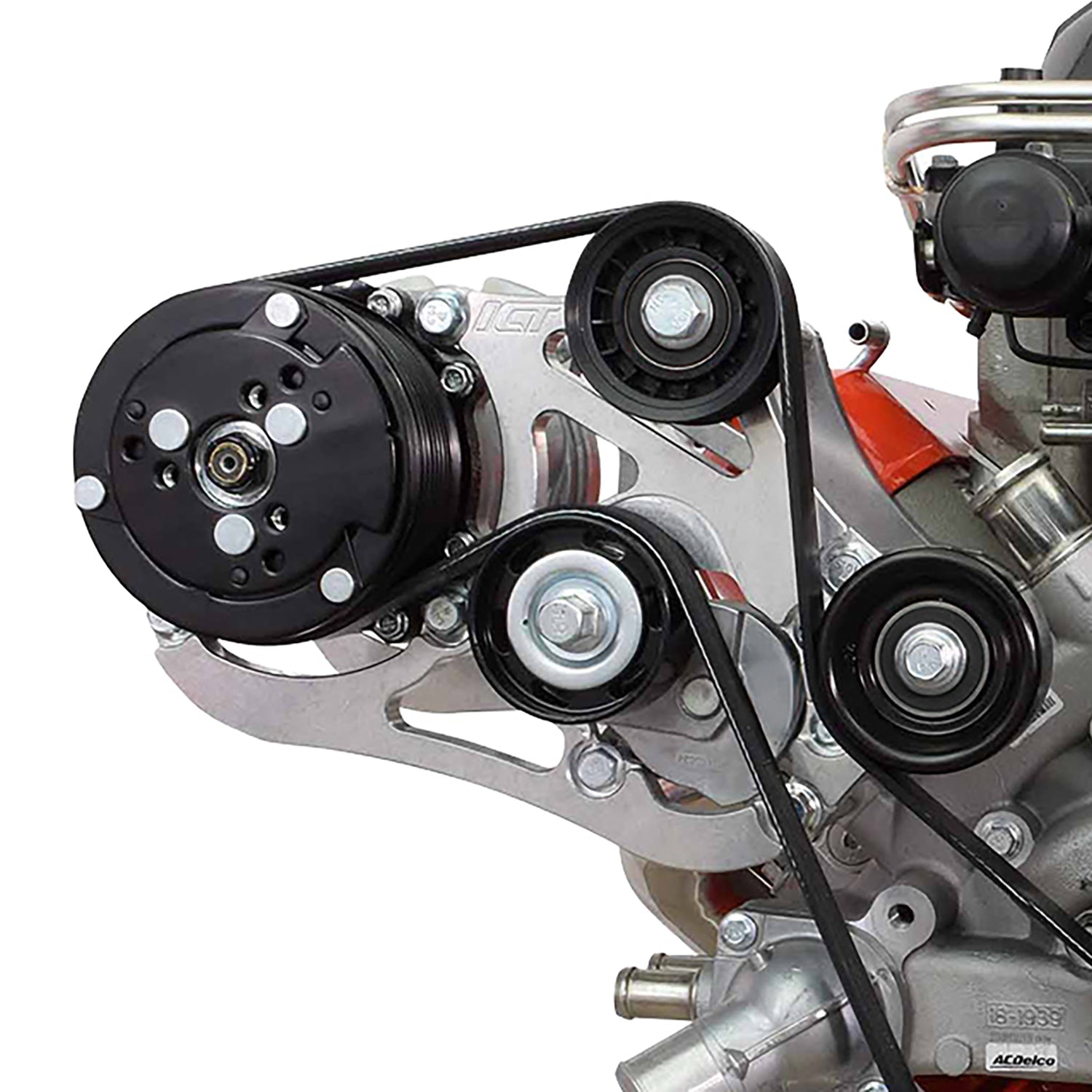 LSA Supercharger High Mount A/C Sanden 508 709 Compressor Bracket Kit CTS-V ZL1 - ICT Billet 551135-3-508