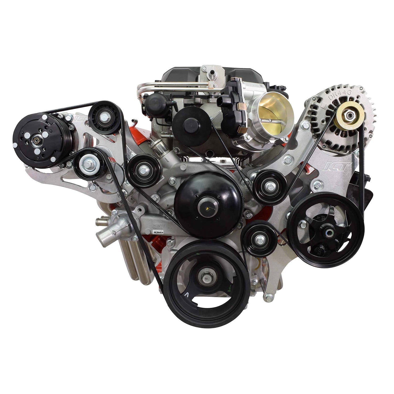 LSA Supercharger High Mount A/C Sanden 508 709 Compressor Bracket Kit CTS-V ZL1 - ICT Billet 551135-3-508