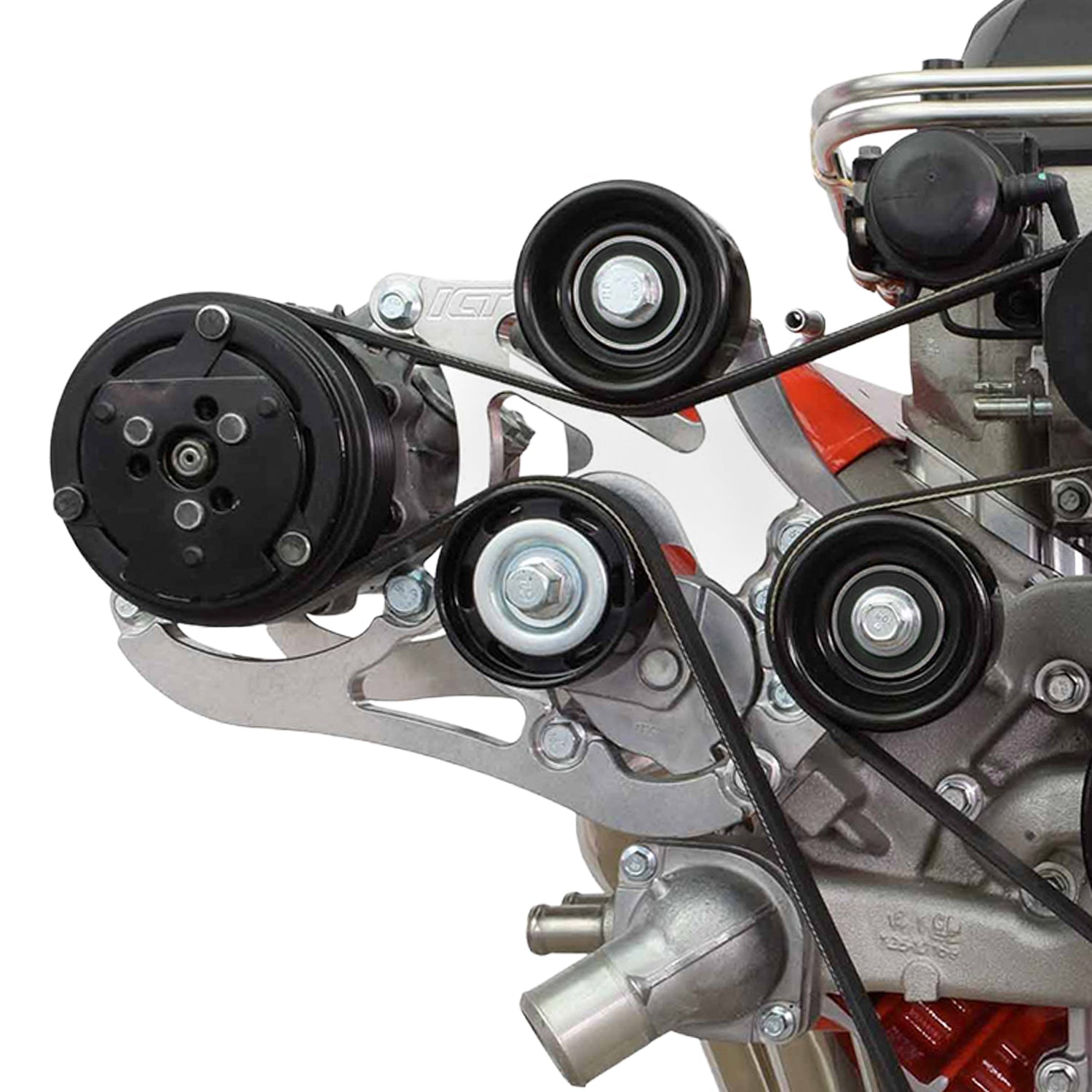 LSA Supercharger High Mount A/C Sanden 7176 Compressor Bracket Kit CTS-V ZL1 SD7 - ICT Billet 551135-3-7176