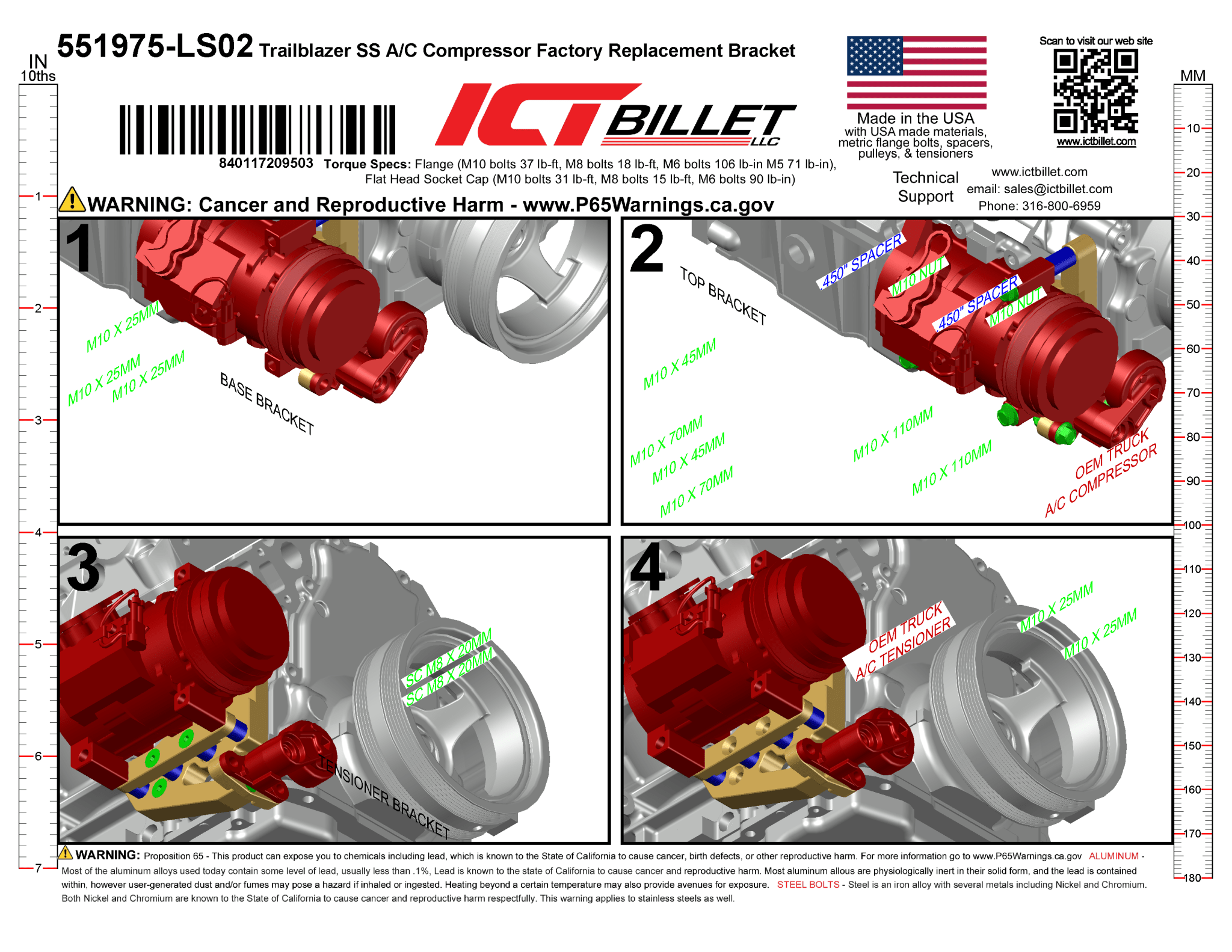 LSA Truck Denso 10 A/C Bracket - Corvette Spacing - ICT Billet 551975-LSTR-1