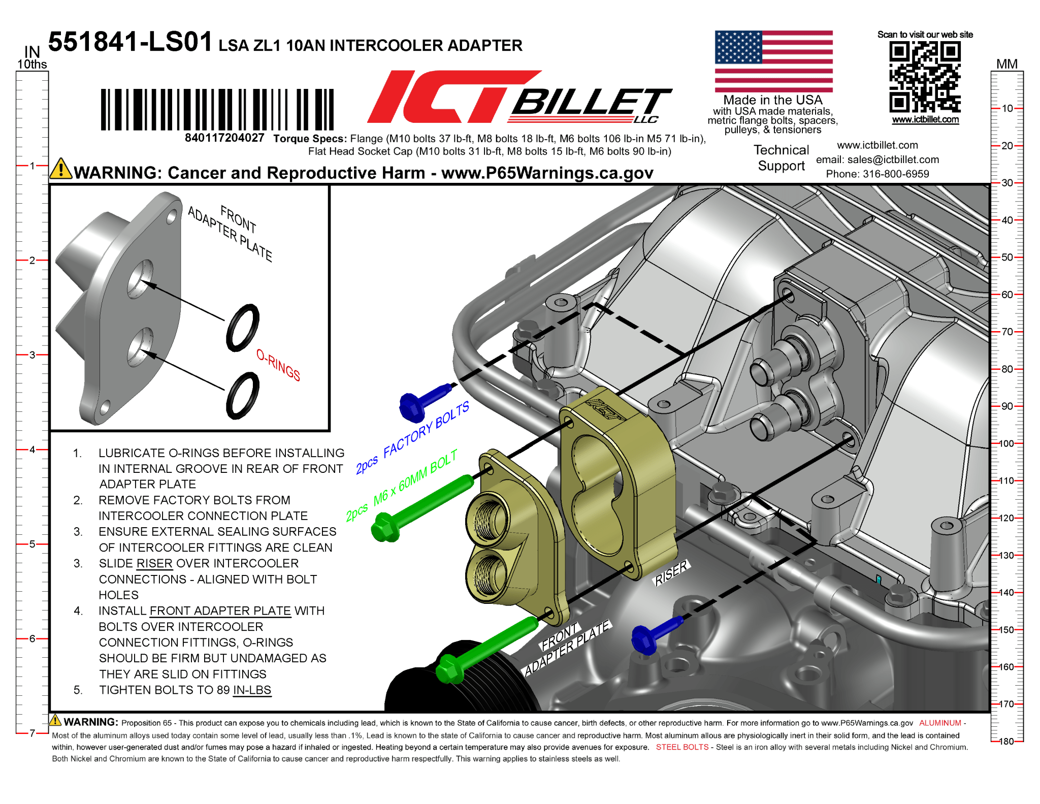 LSA ZL1 -10AN Intercooler Adapter - ICT Billet 551841-LS01