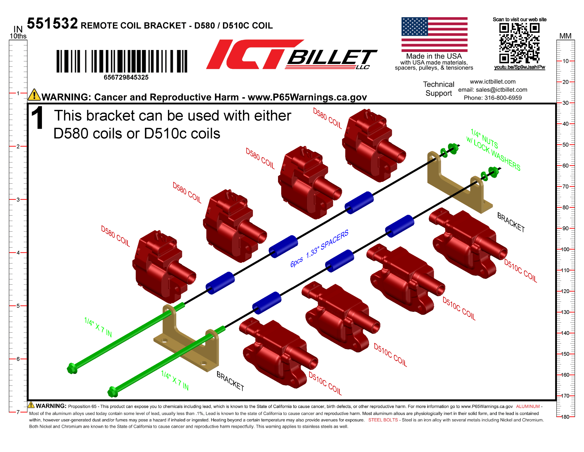 LS/LT Remote Mount Coil Brackets - D580 D510C - ICT Billet 551532