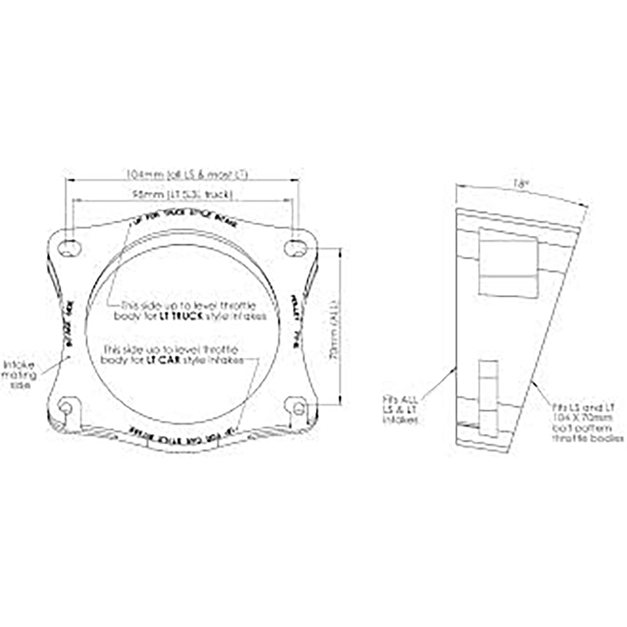 LS/LT1 Throttle Body Angle Adapter - ICT Billet HLY-717-15