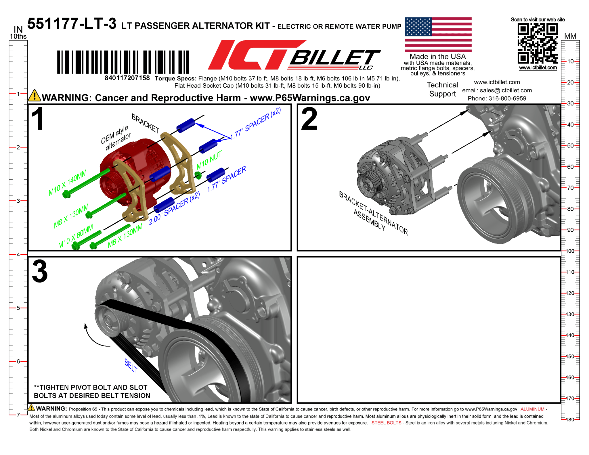 LT Alternator Bracket (Pass Side, Low Mount, Manual) - Truck Spacing - ICT Billet 551177-LT-3