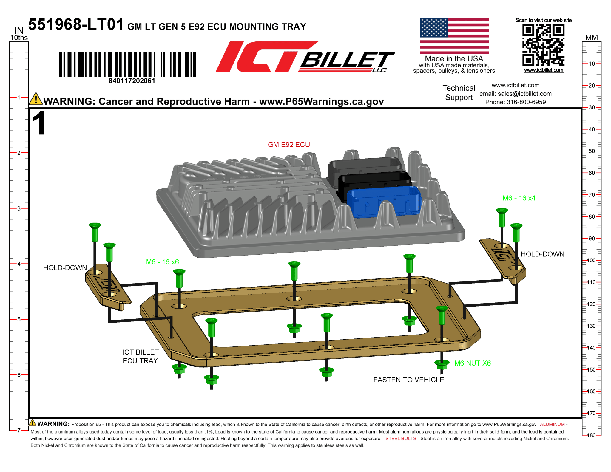 LT Gen 5 E92 ECM Mounting Tray - ICT Billet 551968-LT01