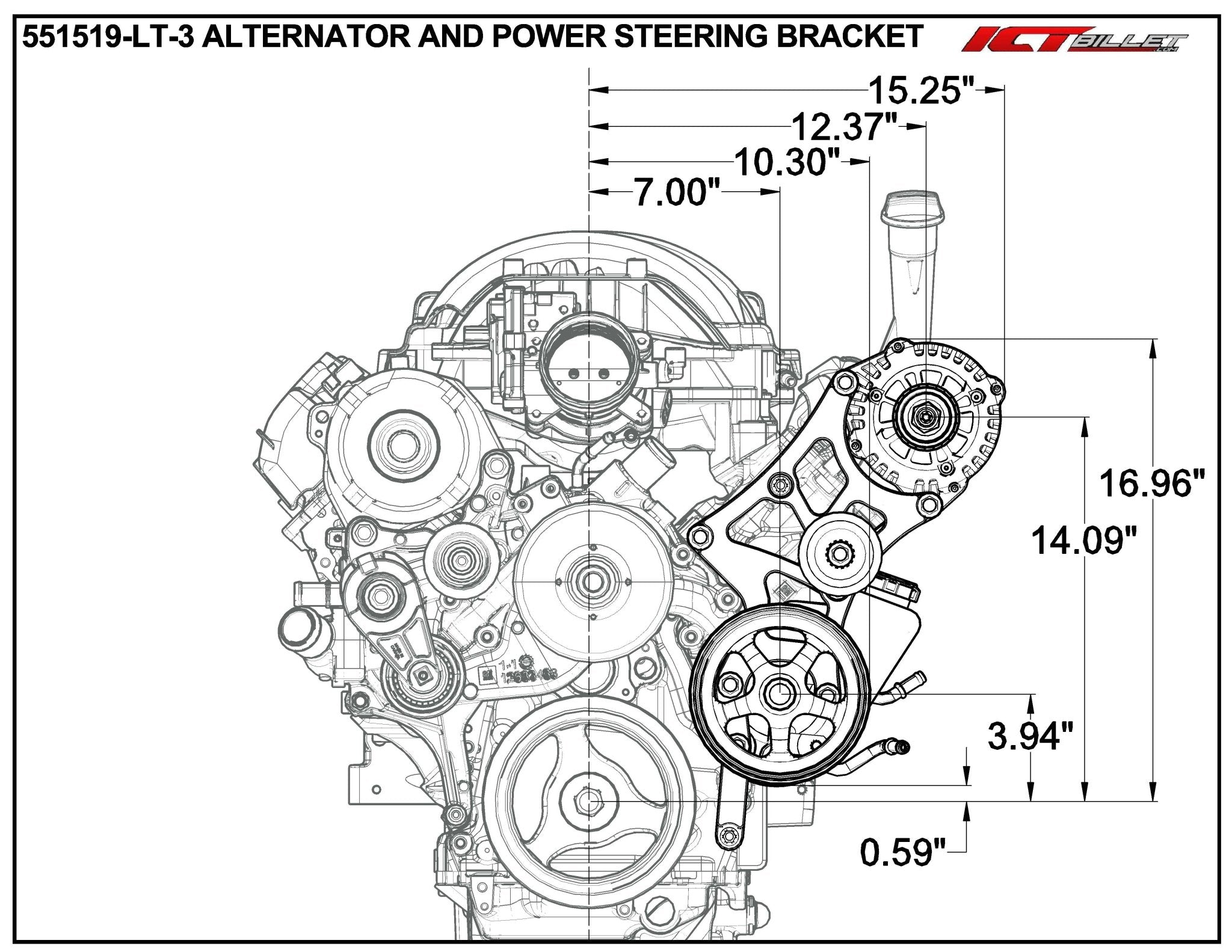 LT Gen 5 Truck Alternator and Power Steering Kit Driver Side - ICT Billet 551519-LT-3