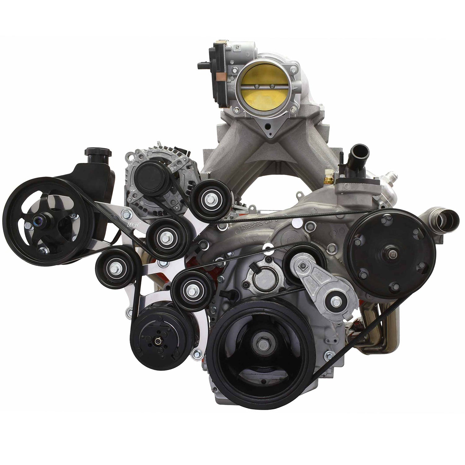 LT Gen V OBS Truck Swap Saginaw Power Steering & 7176 A/C Compressor Bracket - ICT Billet 551118-7176-3
