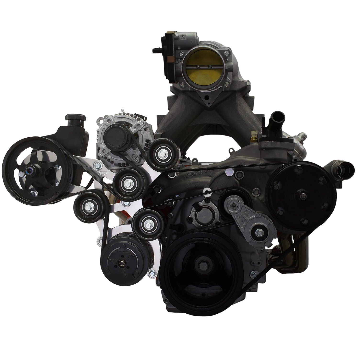 LT Gen V OBS Truck Swap Saginaw Power Steering & 7176 A/C Compressor Bracket - ICT Billet 551118-7176-3