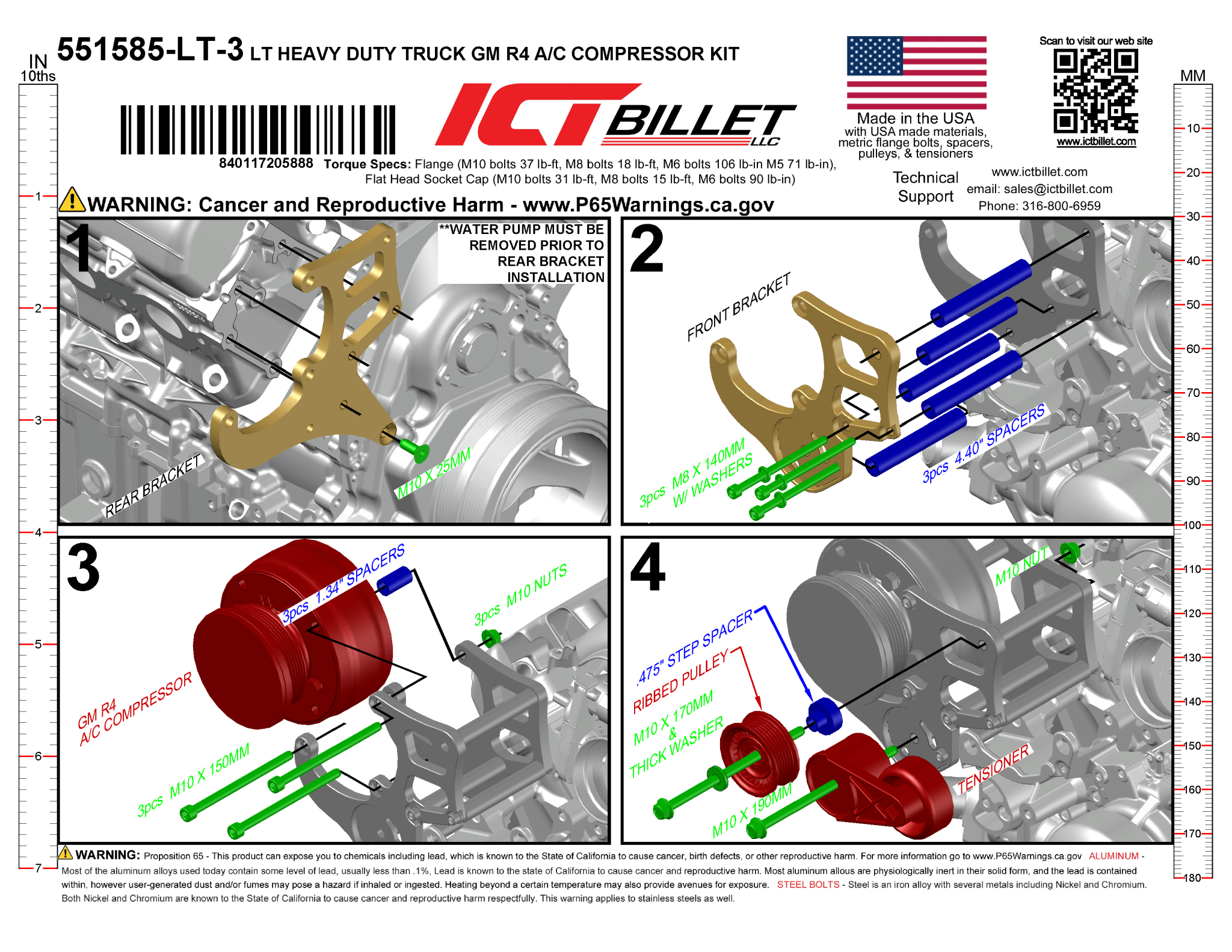 LT Gen V Truck R4 A/C Air Conditioner Compressor Bracket Kit - ICT Billet 551585-LT-3
